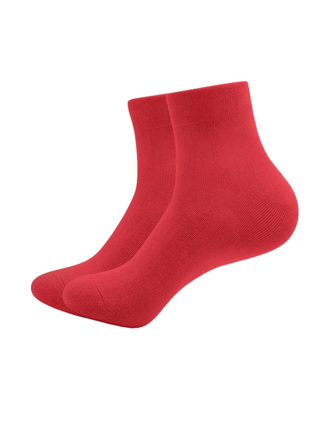 MUKHAKSH Unisex Red Plain School Ankle Length Socks
