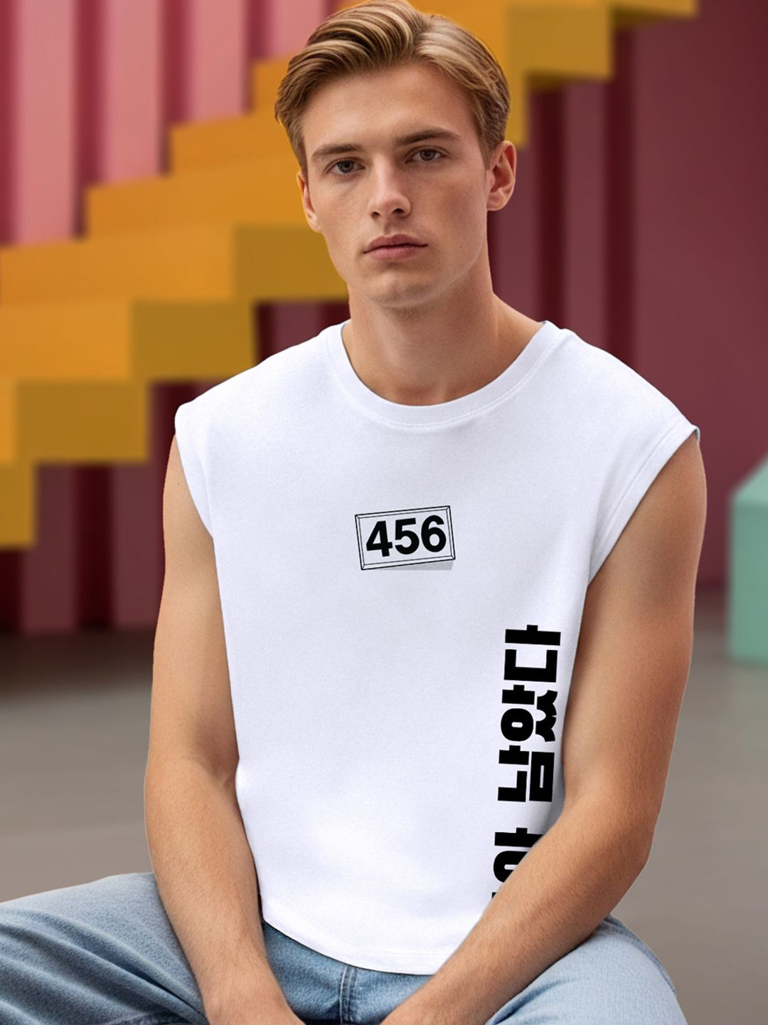 Bewakoof Official Squid Game Merchandise Purple Squid Game 456 Printed Boxy Fit Vest