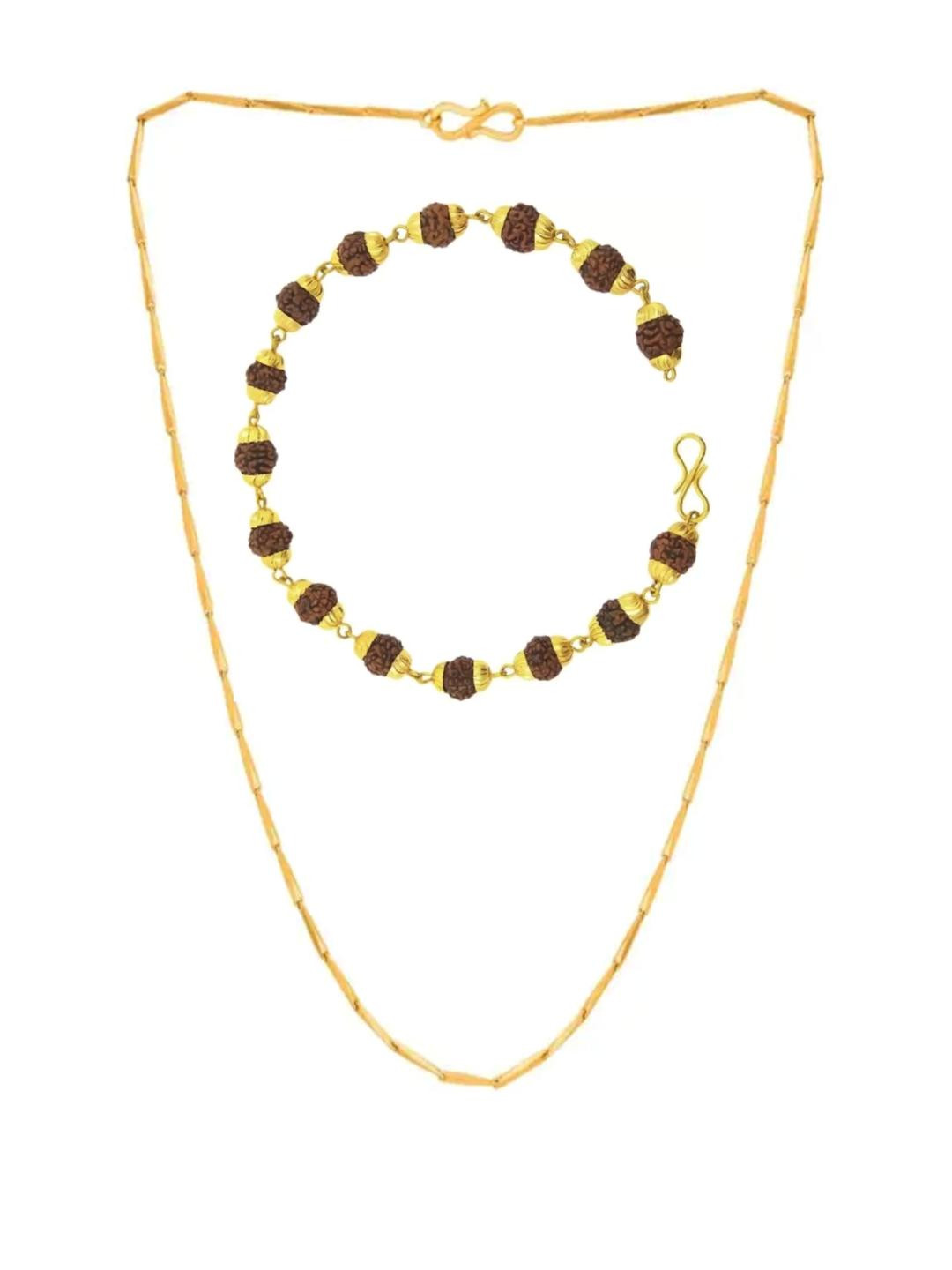 Anvika Stainless Steel Chain With Rudraksha Bracelet