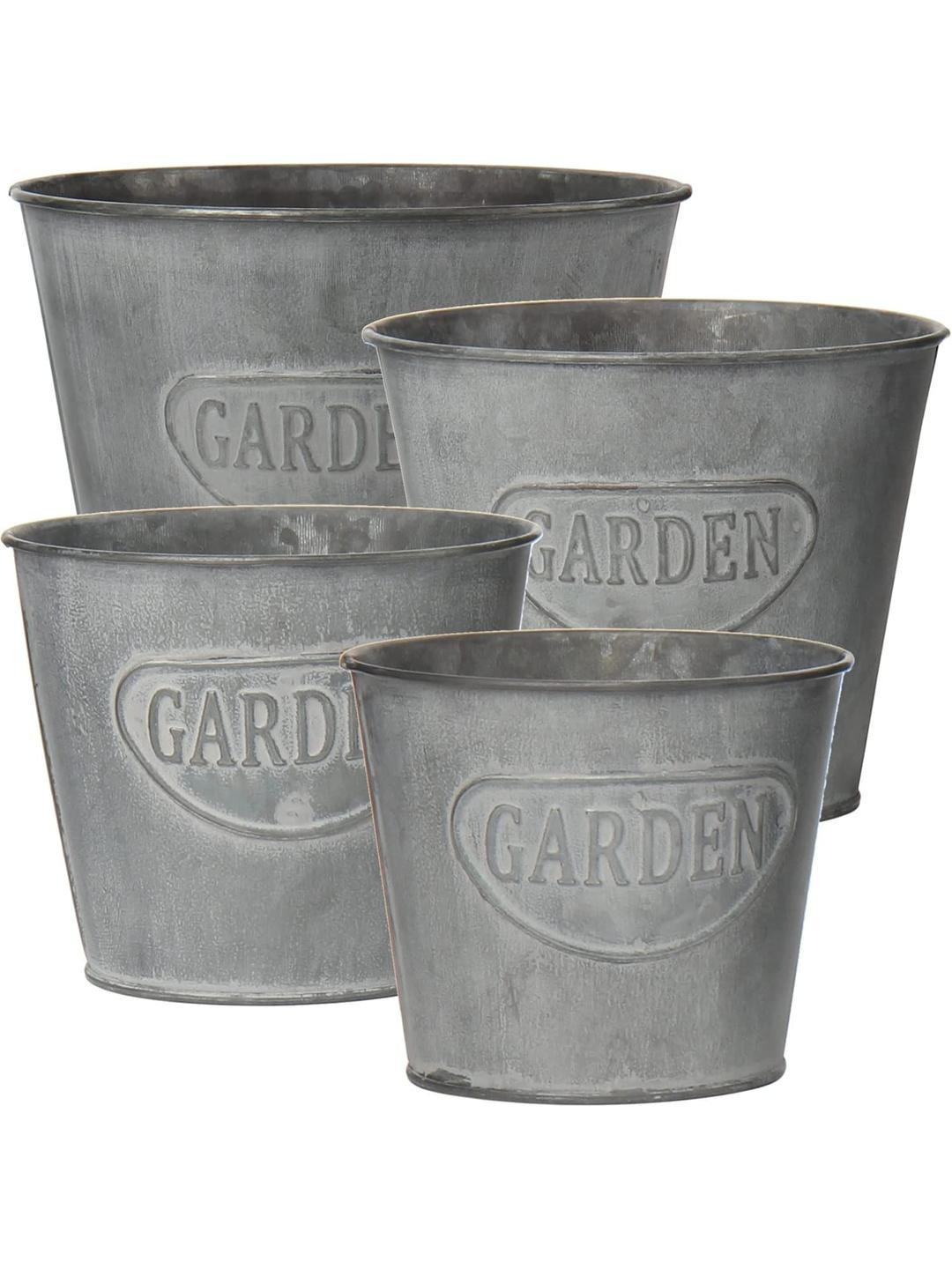 Inshreys Grey Set Of 4 Metal Planters