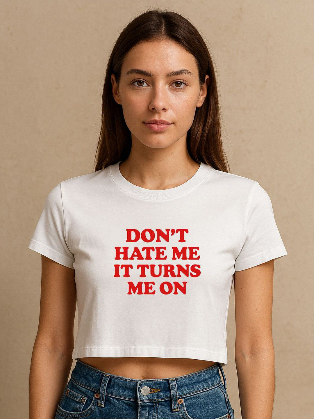 Art By Ritik Women Don't Hate Me Crop Tshirt