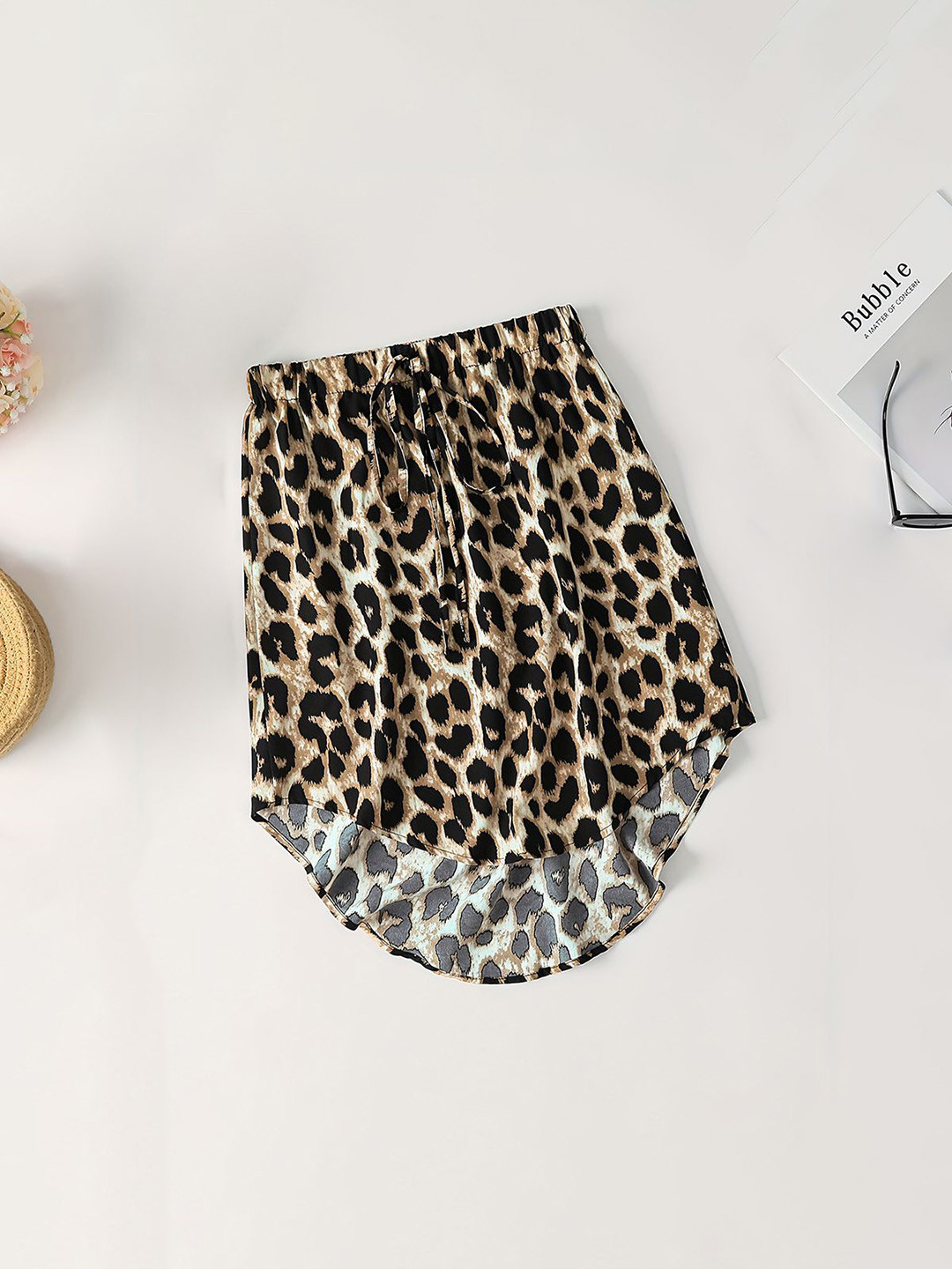 Blooming Tales Leopard Printed A-Line Above Knee Skirt