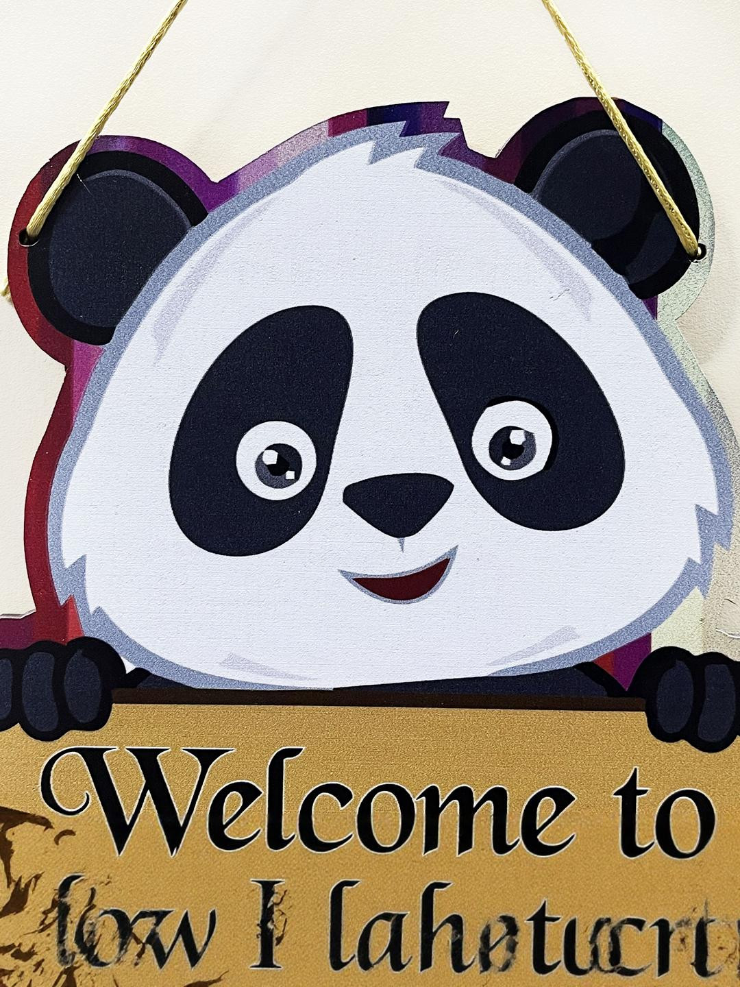 Welcome Our Home Panda Printed Wall Hanging