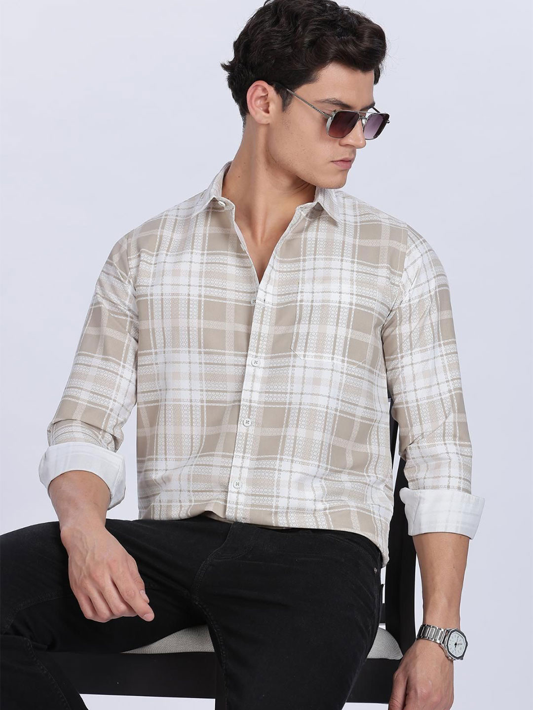 COLOR HUNT Men Comfort Tartan Checks Checked Casual Shirt