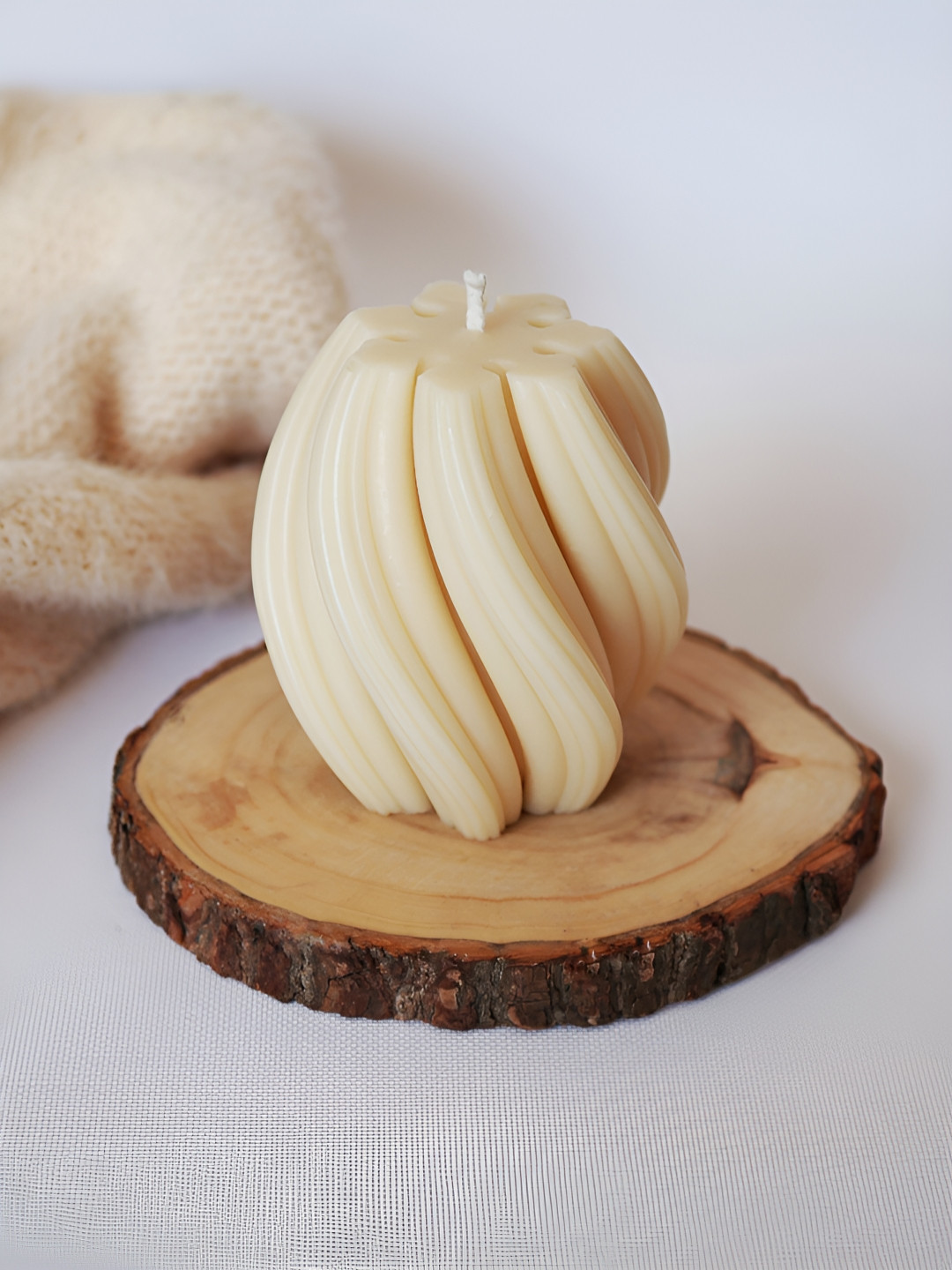 ENCEBIENCE Off White Geometric Swirl Aesthetic Candle - Cafe Mocha