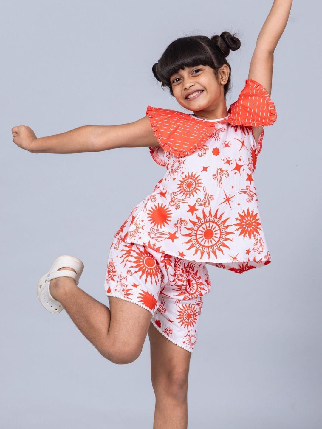 Tura Turi Girls Printed Top with Shorts Co-ord set