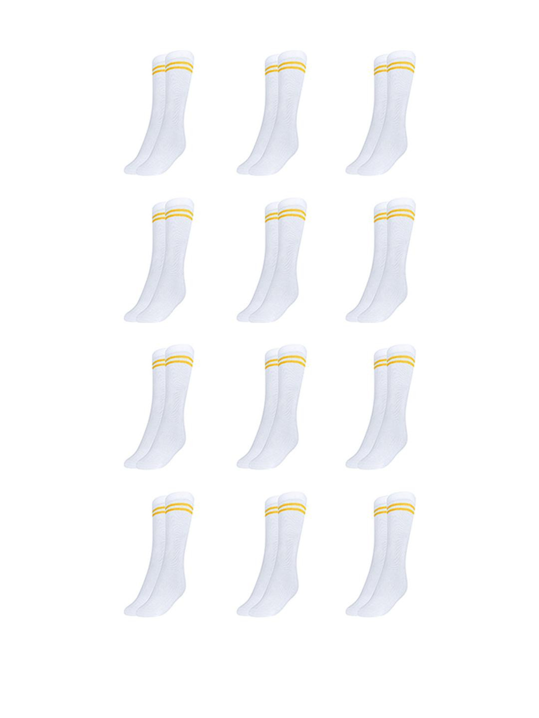 MUKHAKSH Boys 12 Pairs White Calf Length Cotton Socks