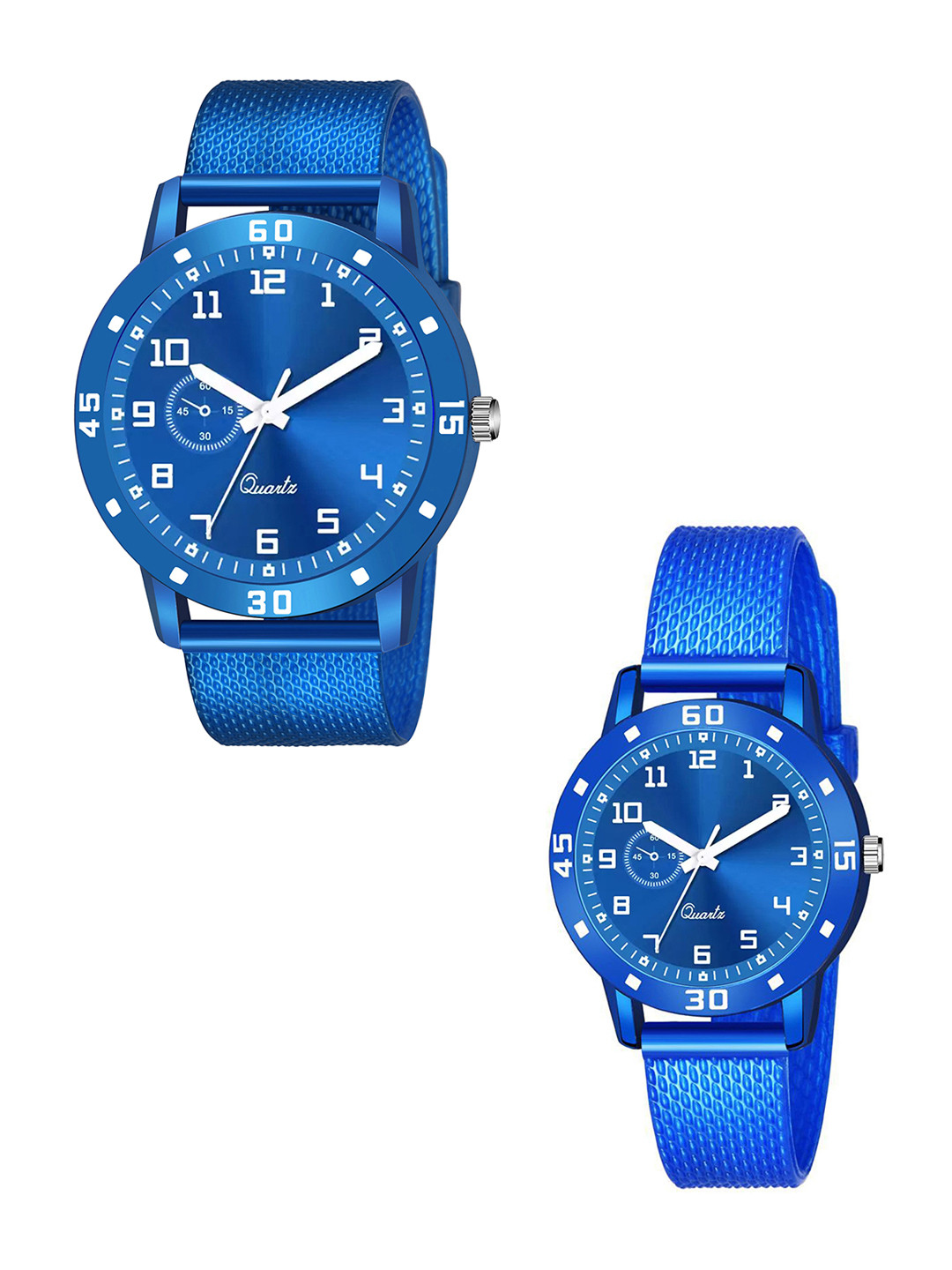 CSAMON Unisex Pack of 2 Round Dial & Straps Analogue Watch C_1001 BLU D Aeviyo Couple S_F