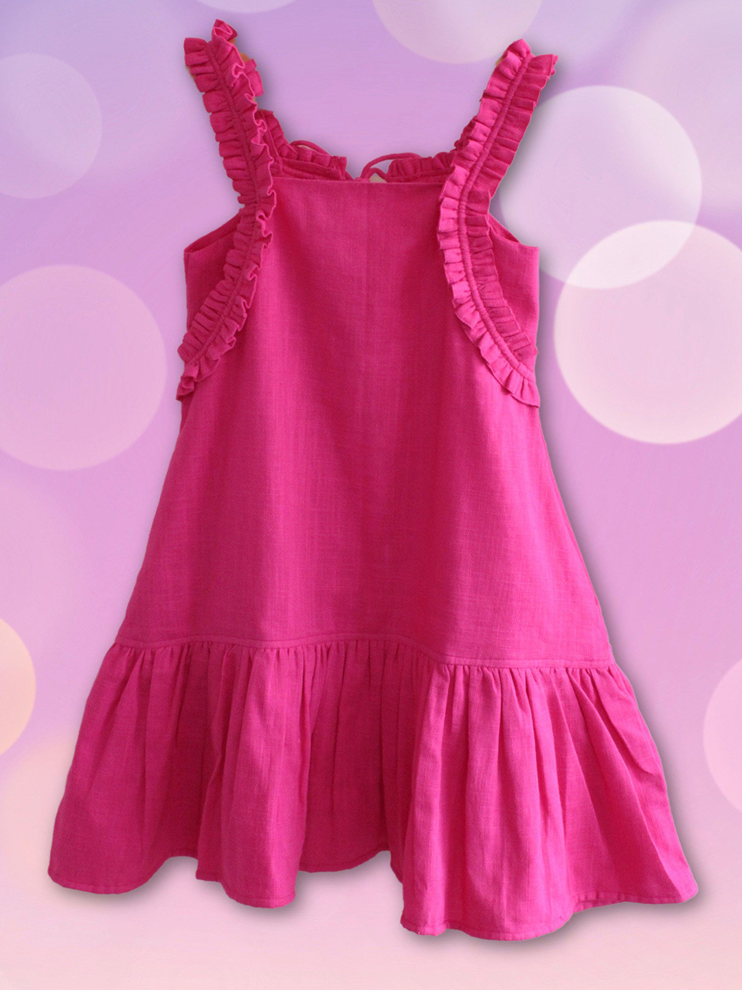 Peekaaboo Kids Barbie Girls Square Neck Pure Cotton A-Line Dress