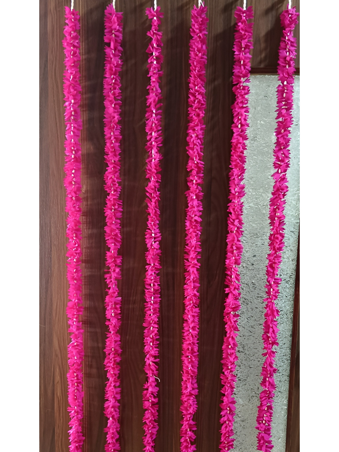 Nutts Pink 6 Pieces Paper Gajra Hanging Garlands