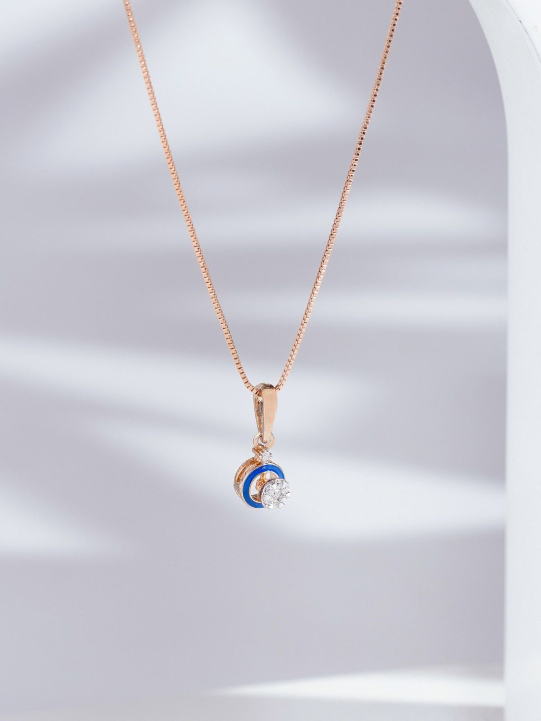 ZEVARAATI Rhodium-Plated Circular Pendants with Chains