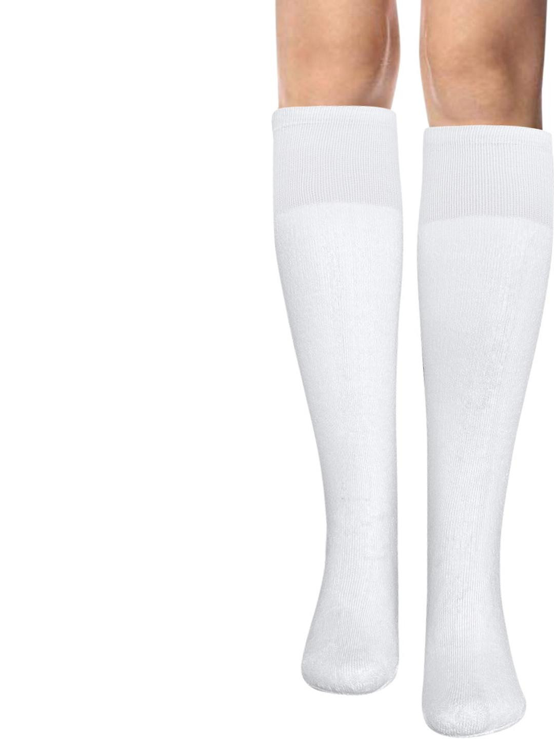 MUKHAKSH White Knee Length Socks
