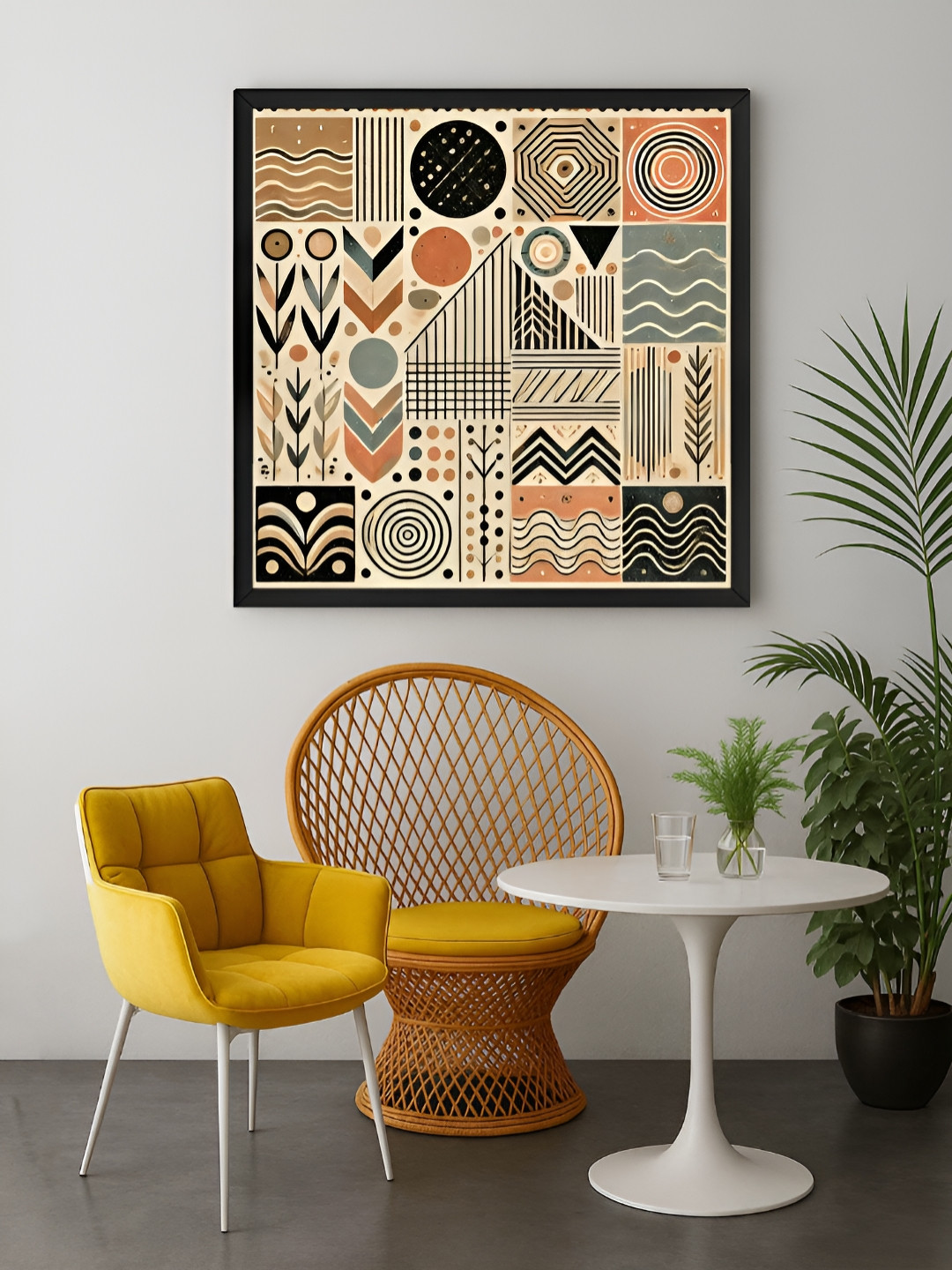 999Store Brown & Black Tribal Patterns Printed Canvas Wall Art