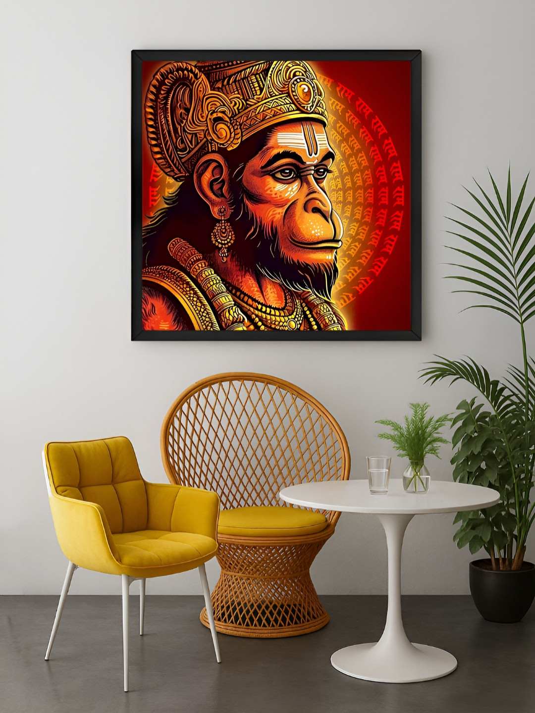 999Store Red & Green Vibrant Hanuman Portrait Canvas Wall Art