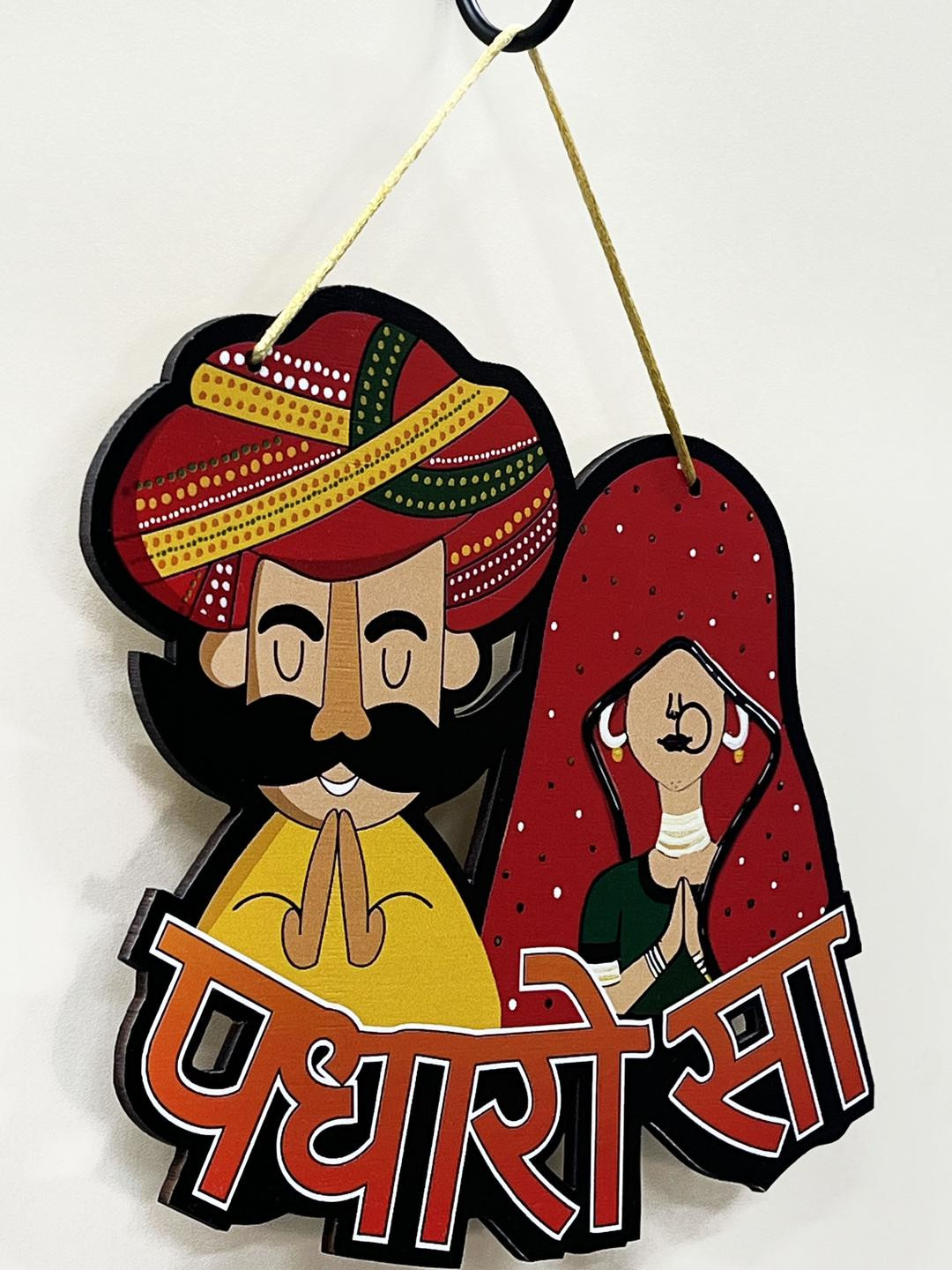 DIWAM HANDICRAFTS Padharo Sa Rajasthani Printed Wall Hanging