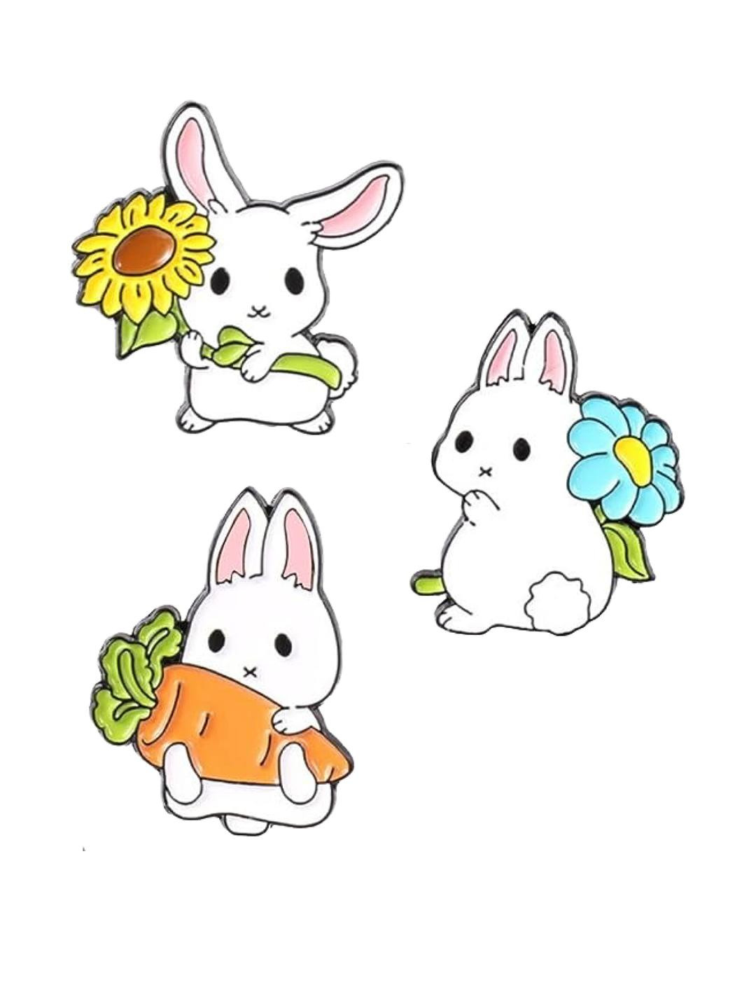 FURE Rabbit Alloy Enamel Lapel Pins - Set Of 3