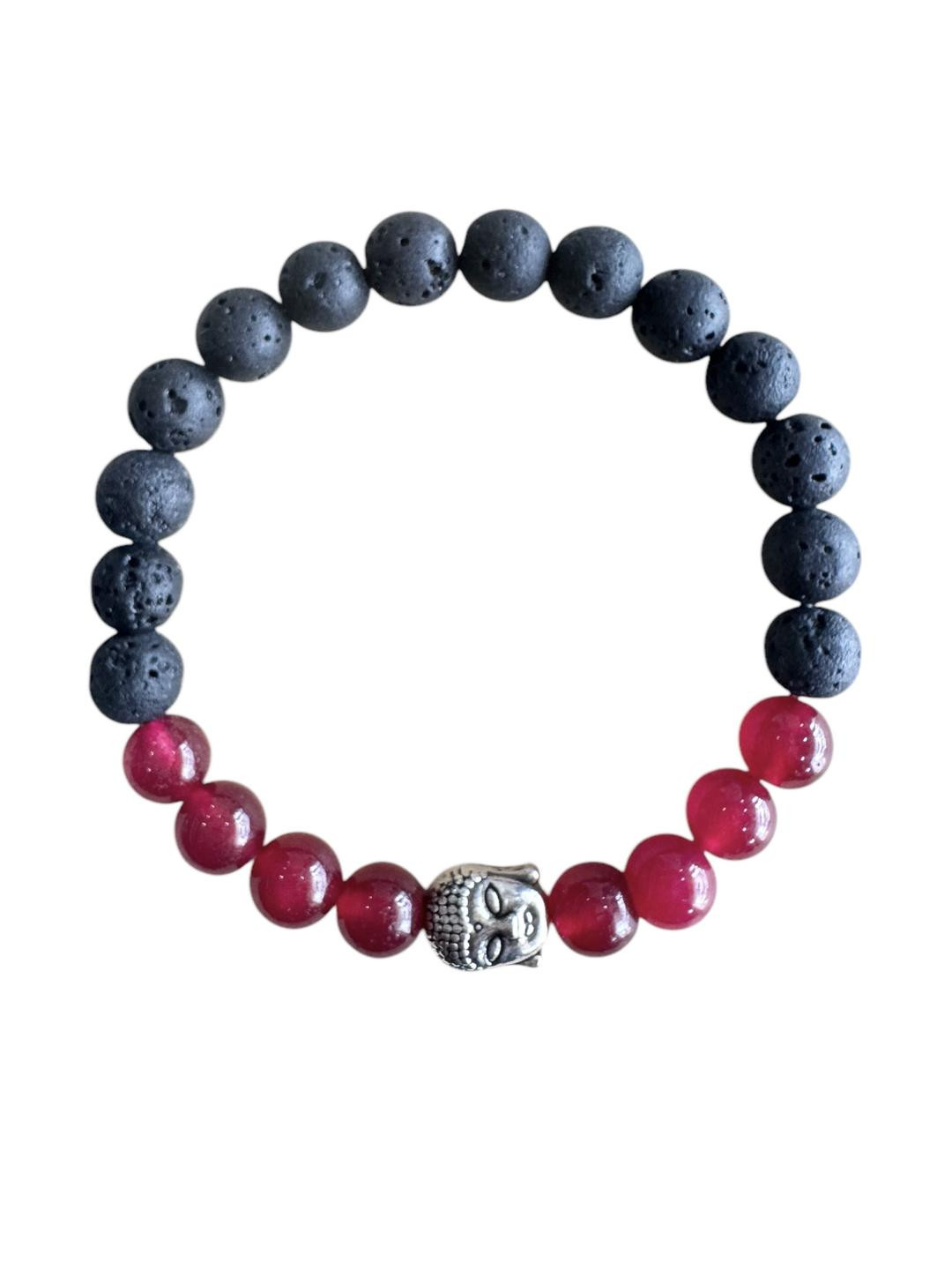 Gems Guru Lava & Ruby Zade Stone Bracelet