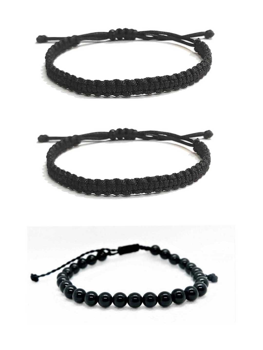 Dynamic Retail Global Black Set of 3 Men Cuff Bracelet