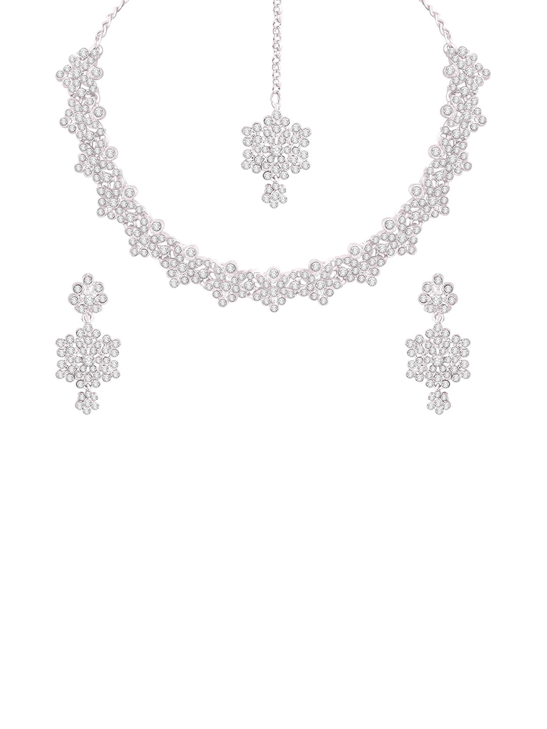 Atasi International Rhodium-Plated Crystals And American Diamond-Studded Jewellery Set