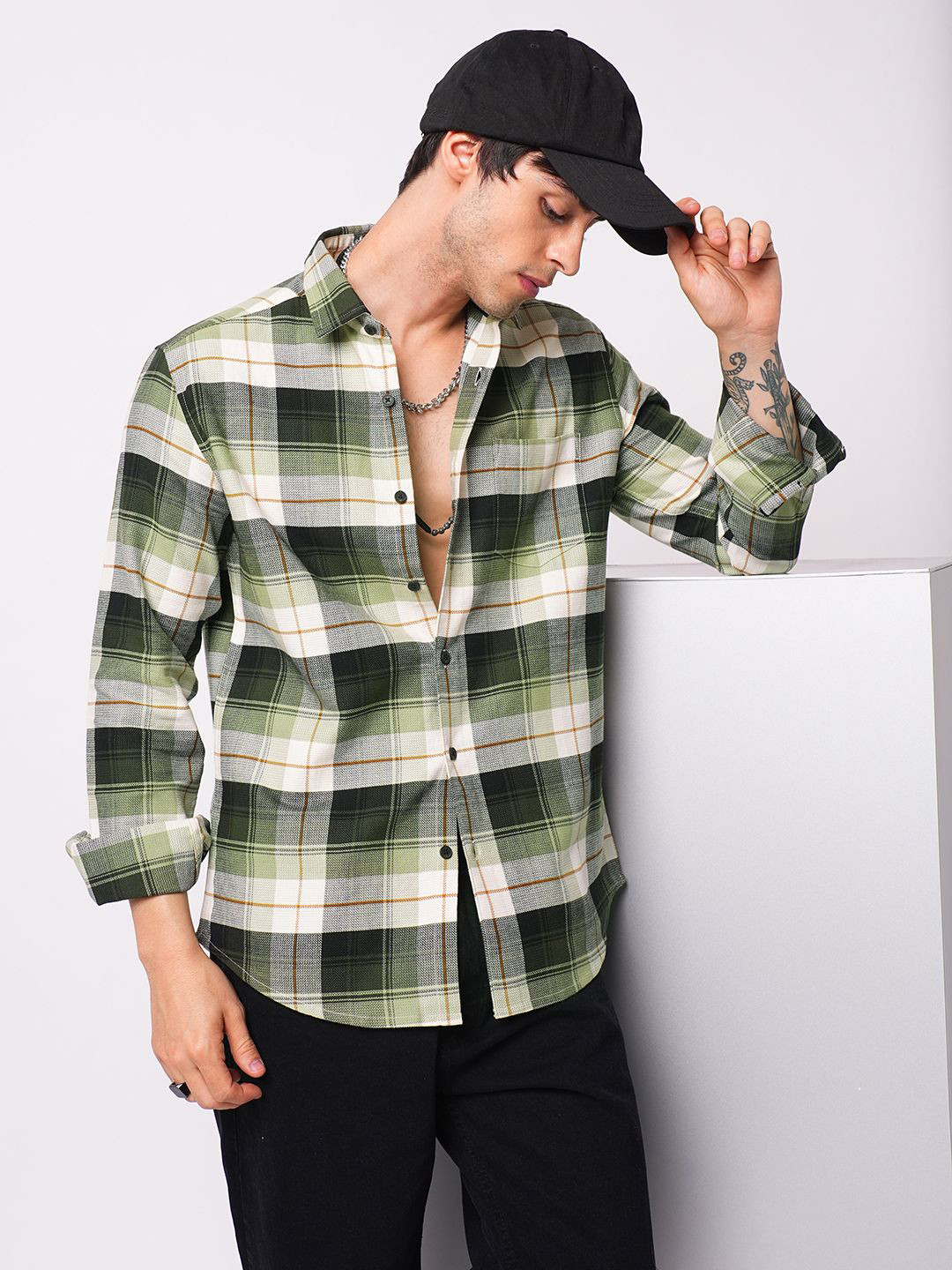 VASTRADO Classic Checked Premium Cotton Casual Shirt