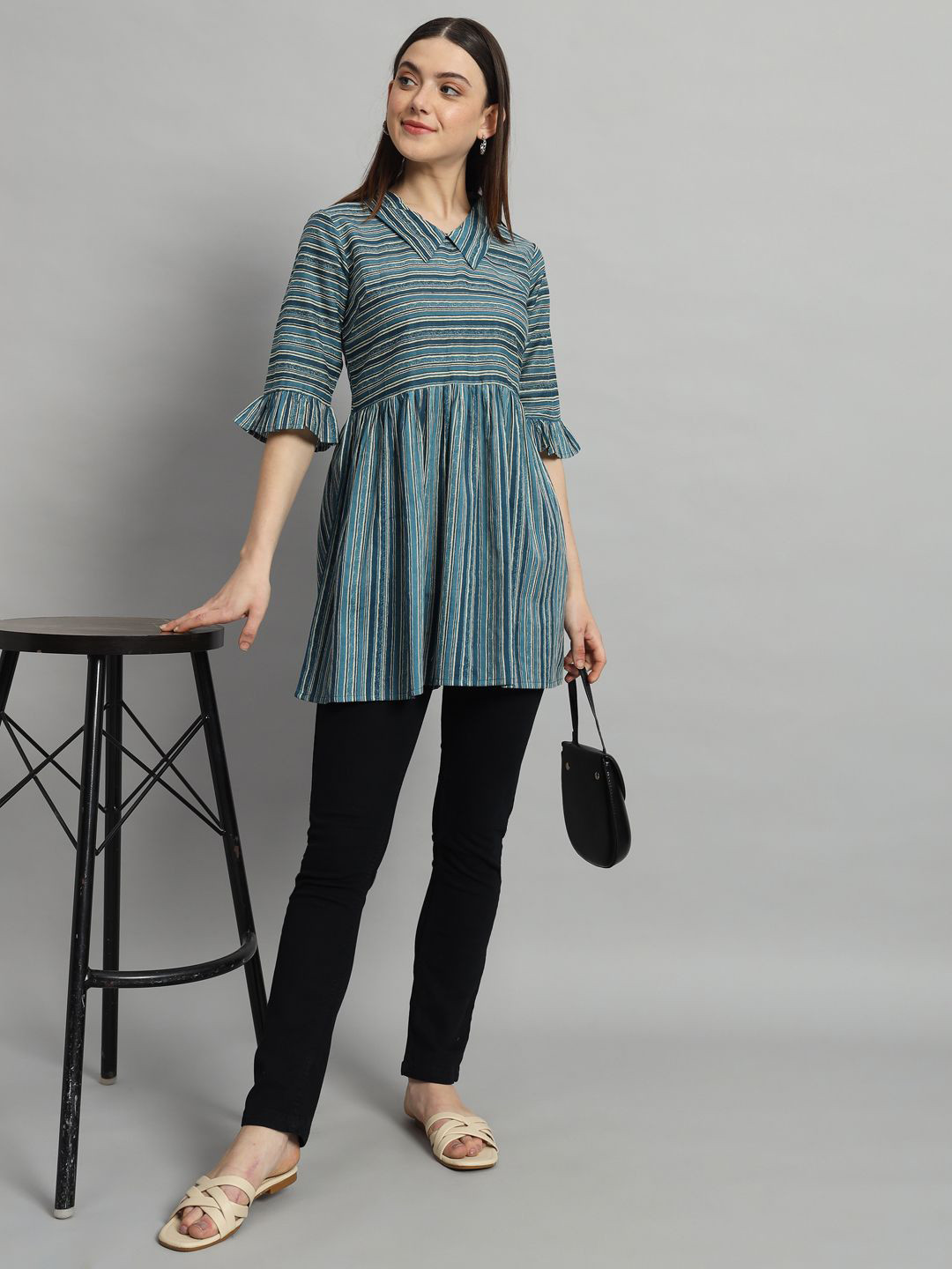 Ravaiyaa Women Striped Cotton Tunic