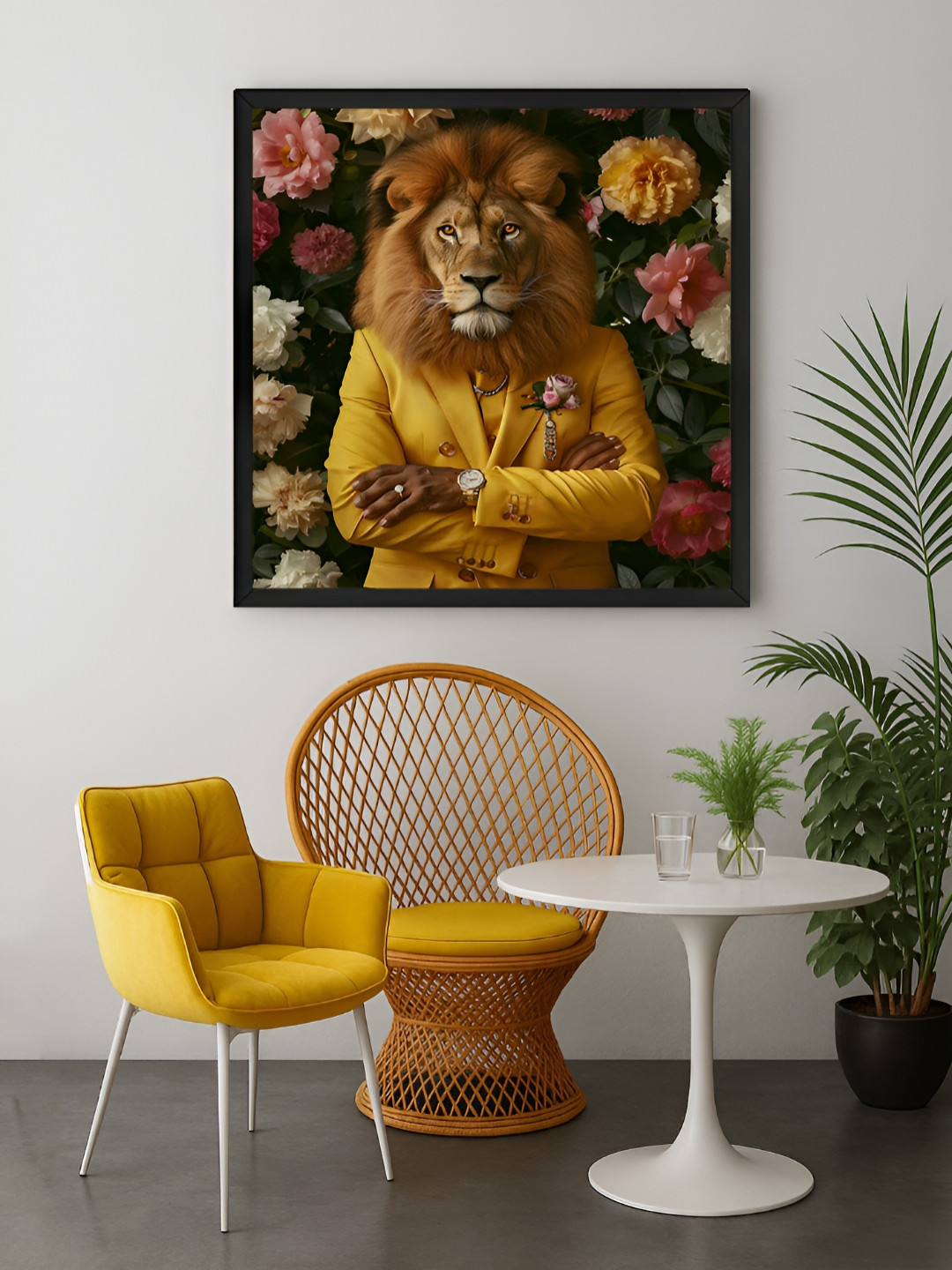 999Store Yellow & Brown Golden Lion Canvas Wall Art