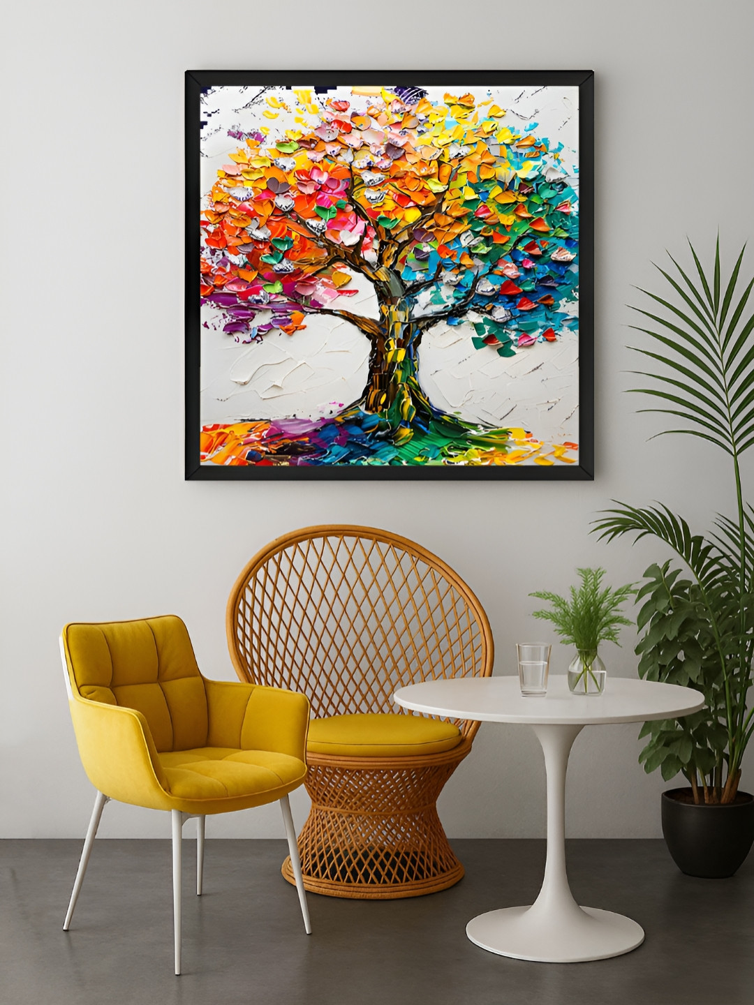 999Store Orange & Green Colorful Tree Canvas Wall Art
