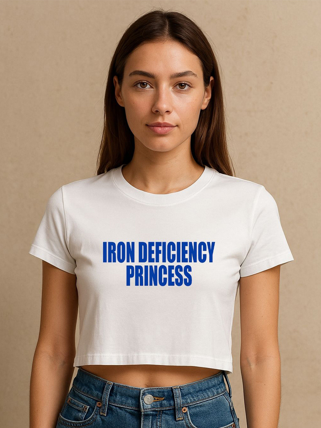 Art By Ritik Women Typography Printed Iron Deficiency Princess Crop Tee T-shirt