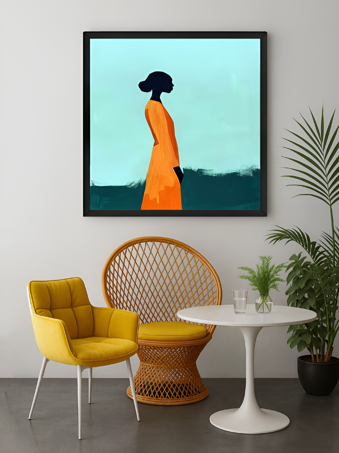 999Store Blue & Orange Modern African Canvas Wall Art
