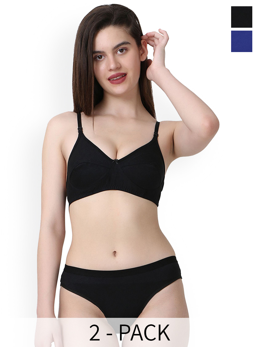 Samvar Pack Of 2 Non Padded Lingerie Sets B-Ruchi-Sett_B,Bl