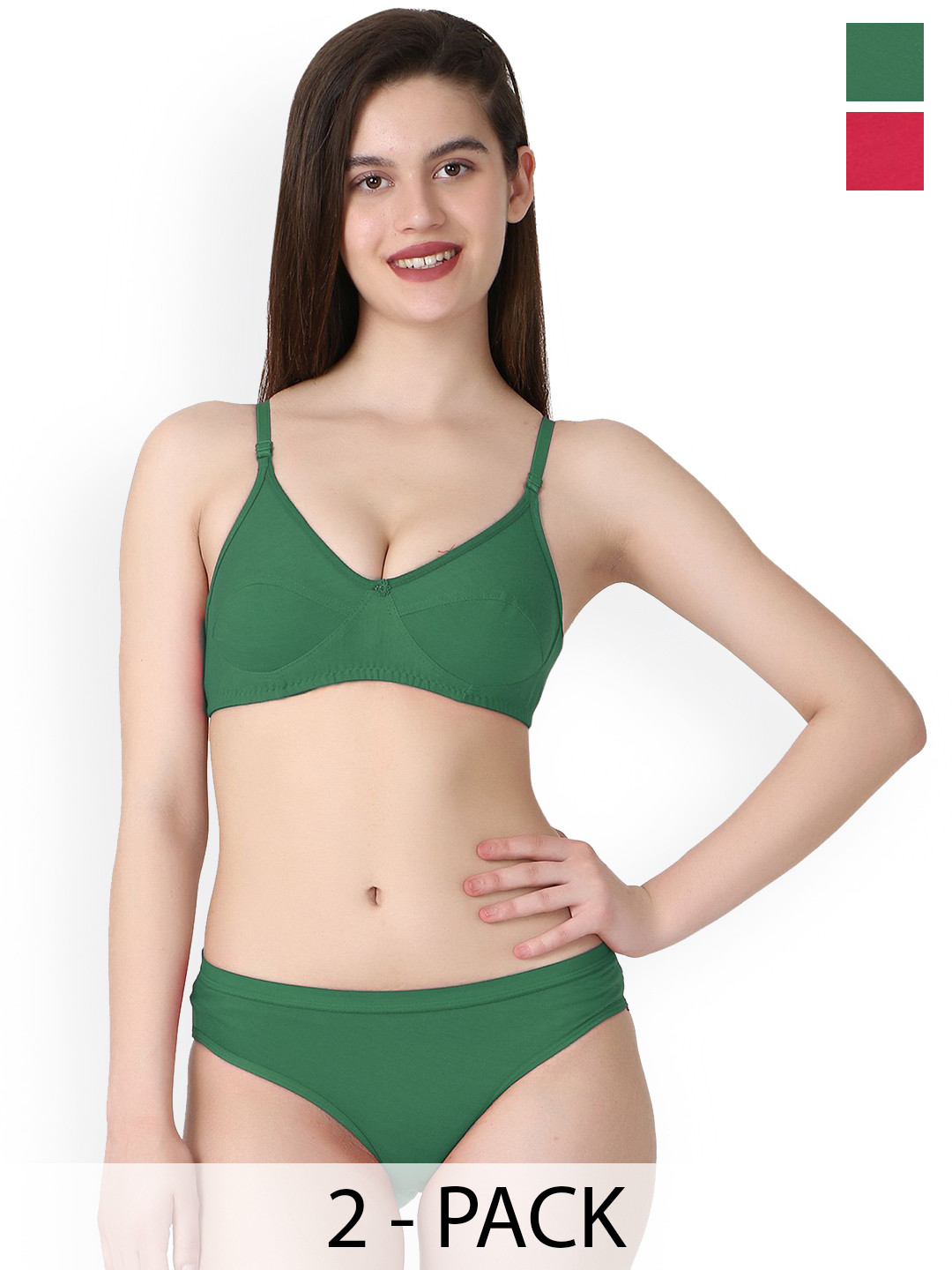Samvar Pack Of 2 Non Padded Lingerie Sets B-Ruchi-Sett_P,G