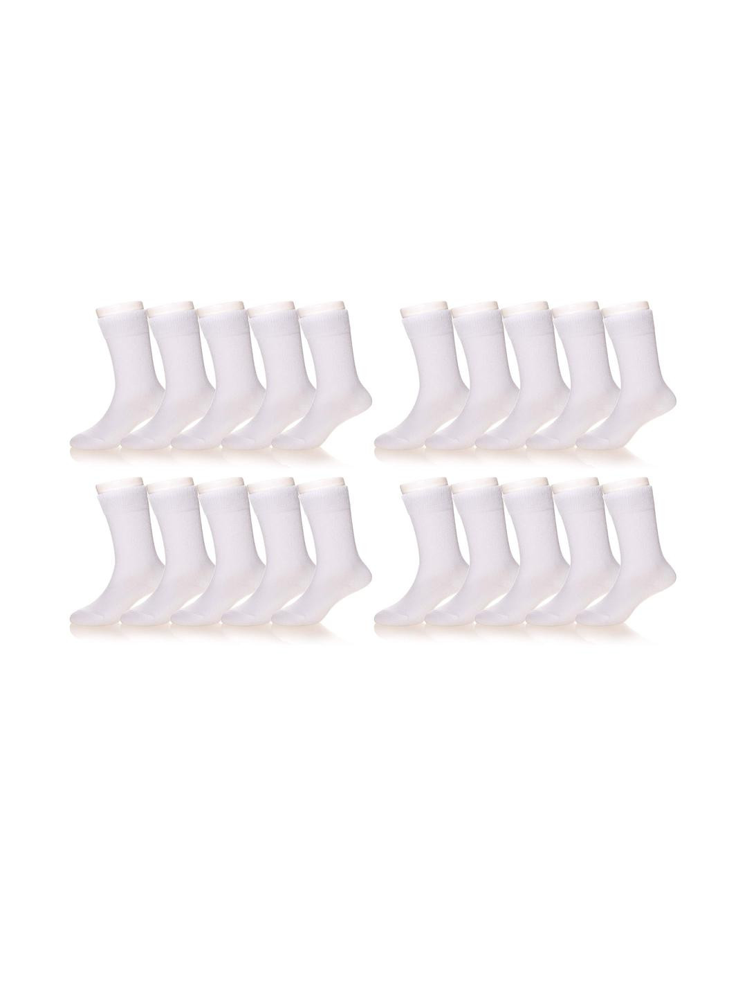 MUKHAKSH 12 Pairs Calf Length White Socks