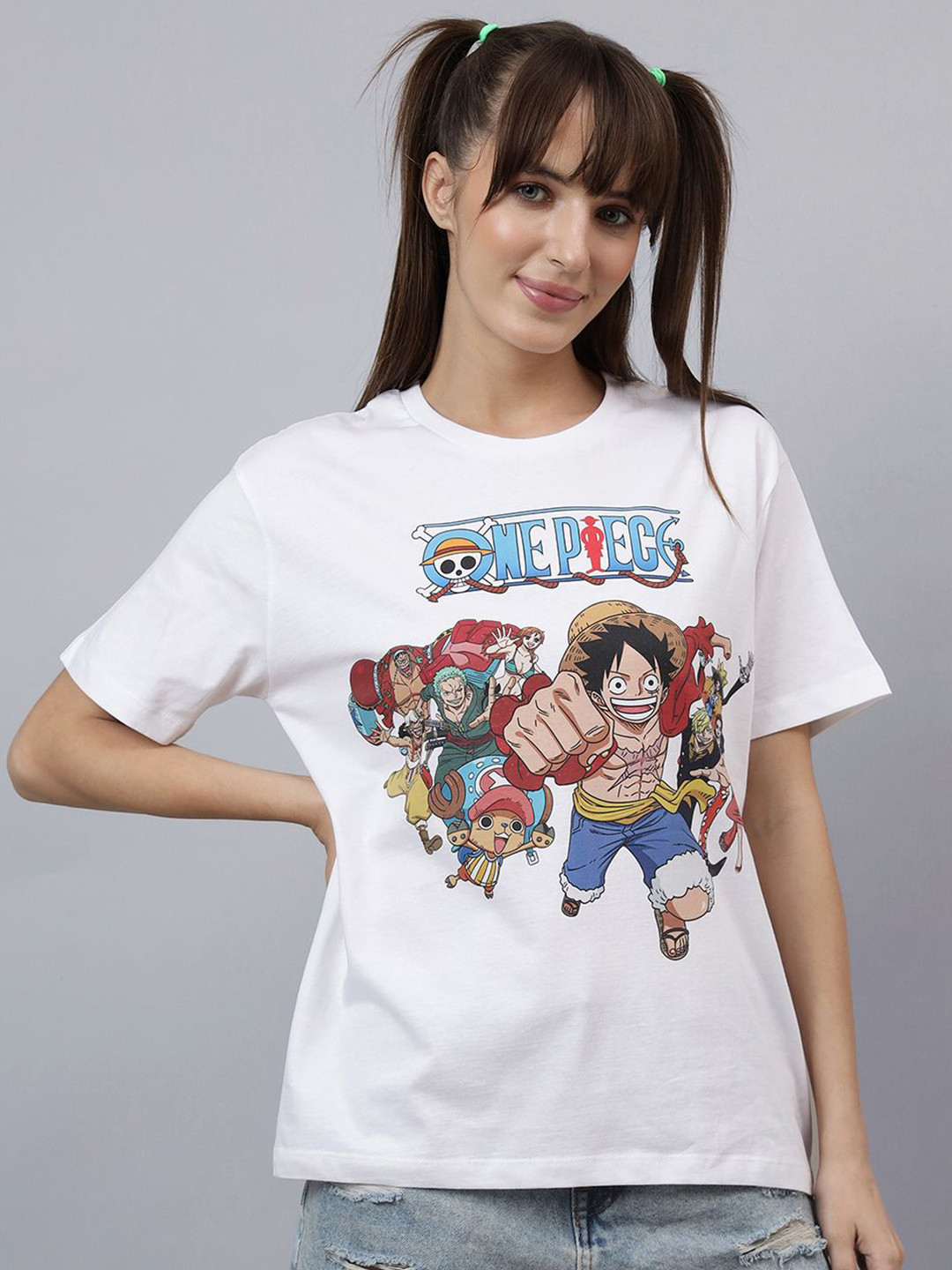 Free Authority One Piece Printed Round Neck Pure Cotton Oversized T-Shirt