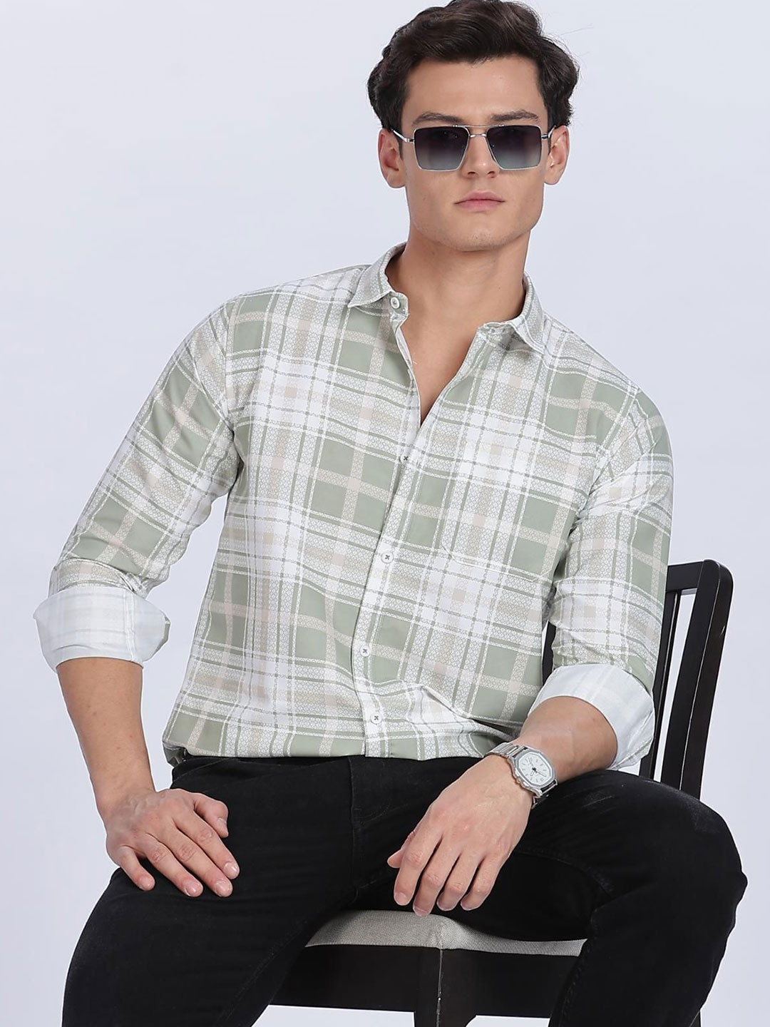 COLOR HUNT Men Comfort Tartan Checks Checked Casual Shirt