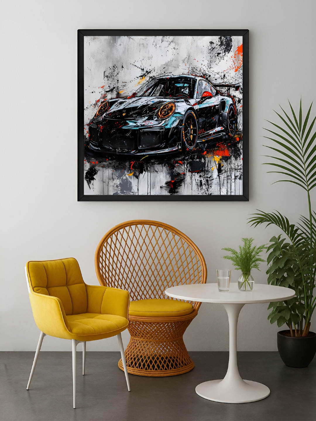 999Store Grey & Black Car Printed Canvas Wall Art