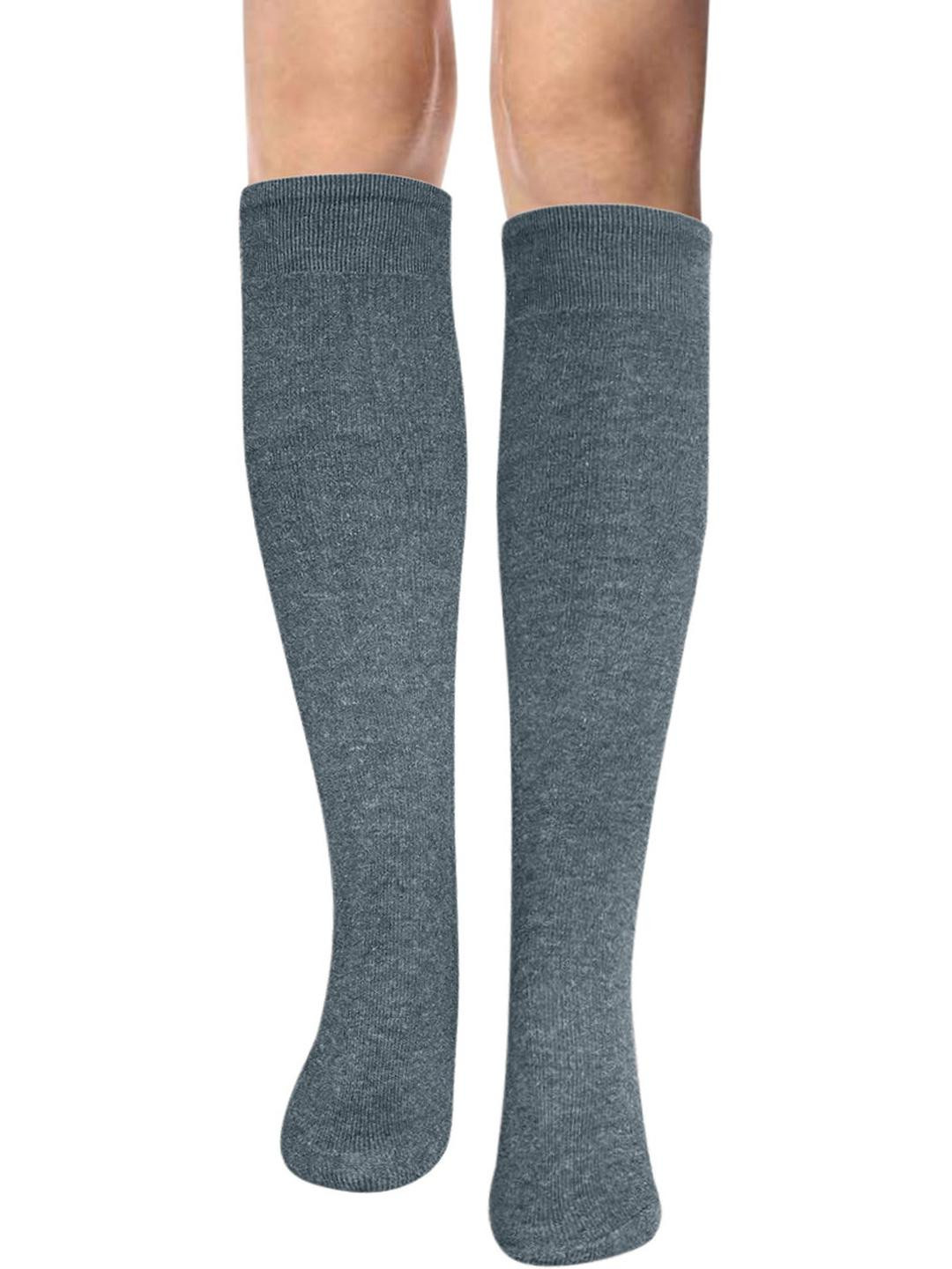 MUKHAKSH Unisex Winter Dark Grey Knee Length Socks