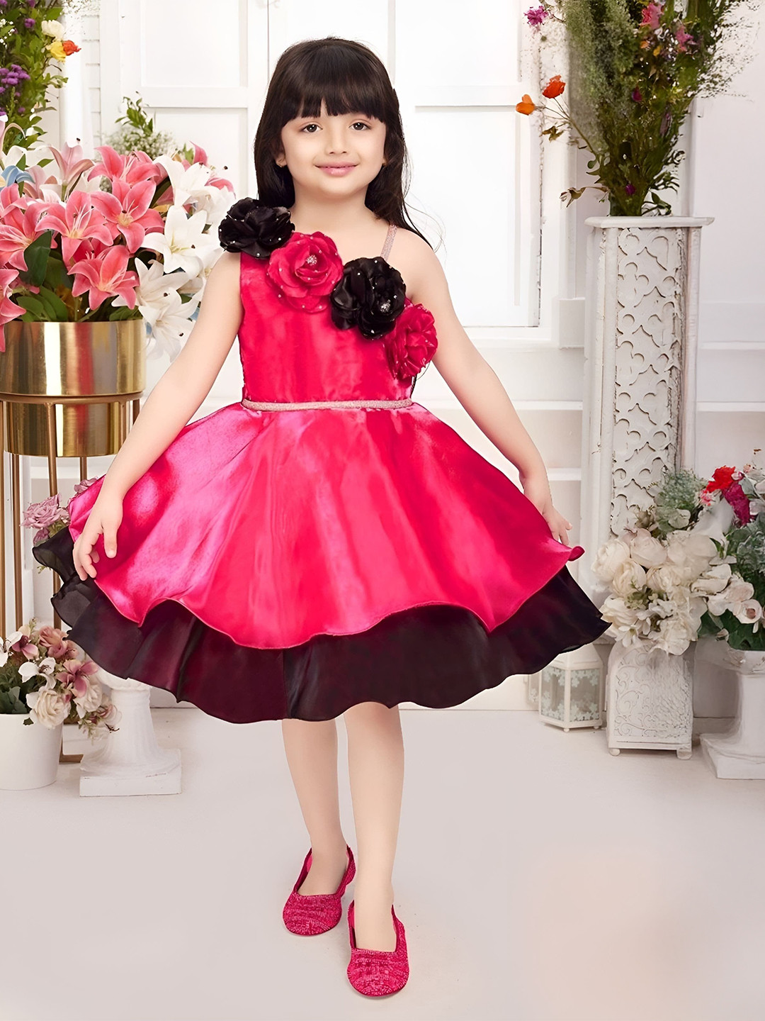 BAESD Girls One Shoulder Corsage Balloon Dress