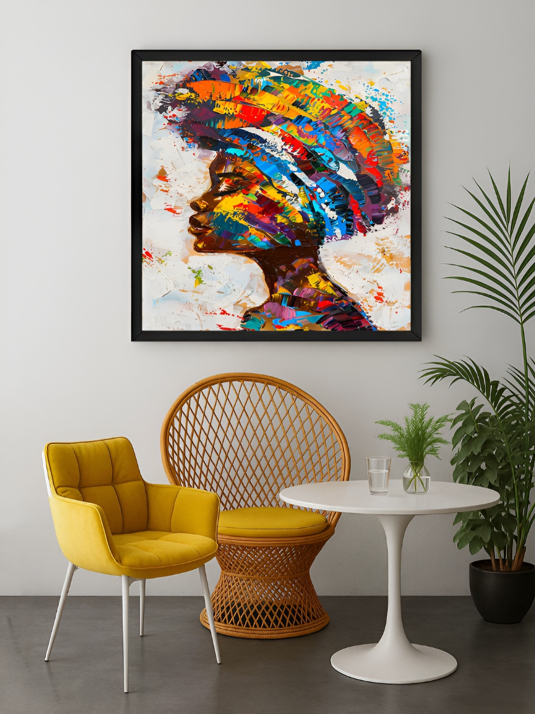 999Store Off White & Orange African Canvas Wall Art