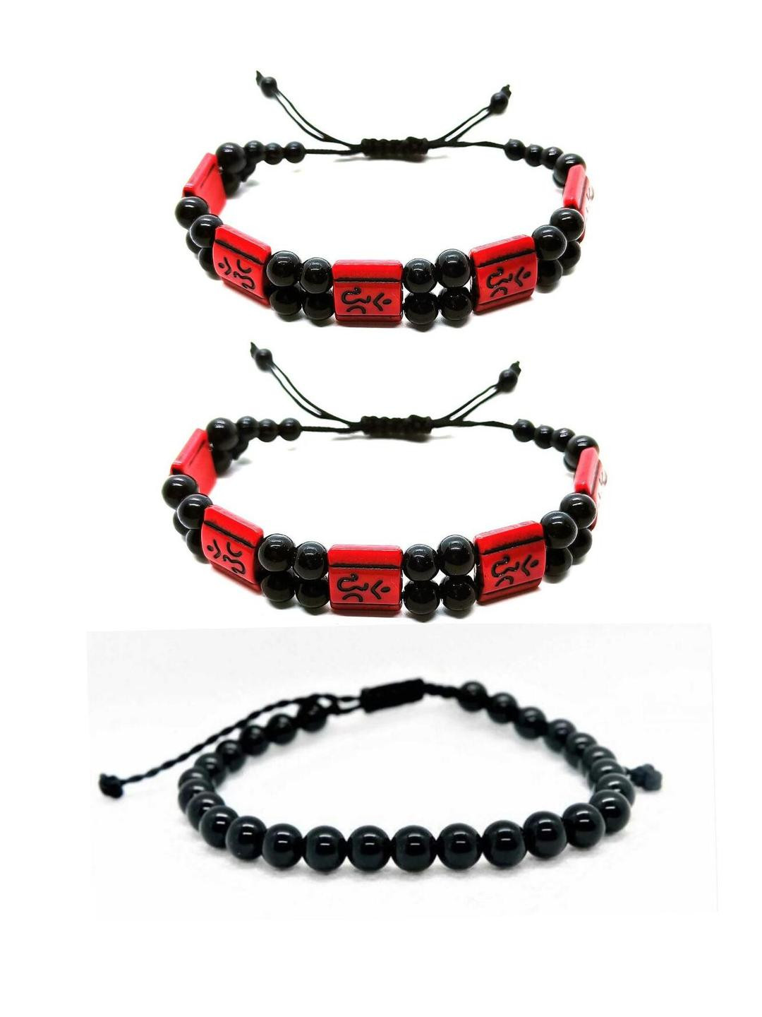 Dynamic Retail Global Men's Red Black Beaded Bracelet