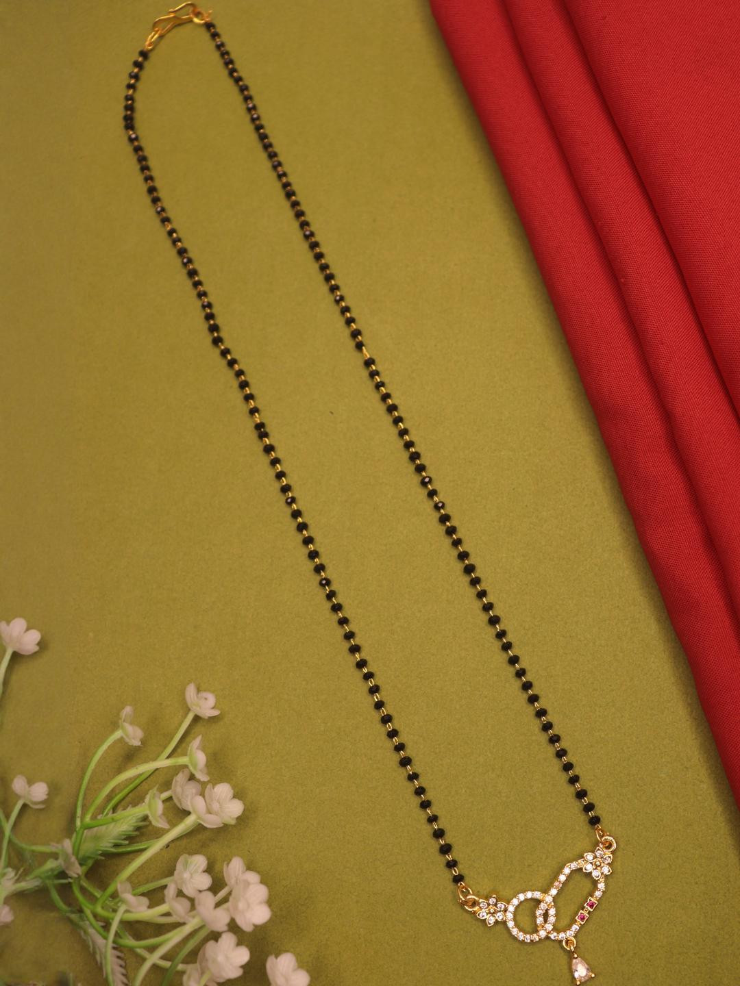 RTD Gold plated AAA+ american diamond mangalsutra (hexagonal shape ) Alloy Mangalsutra ()