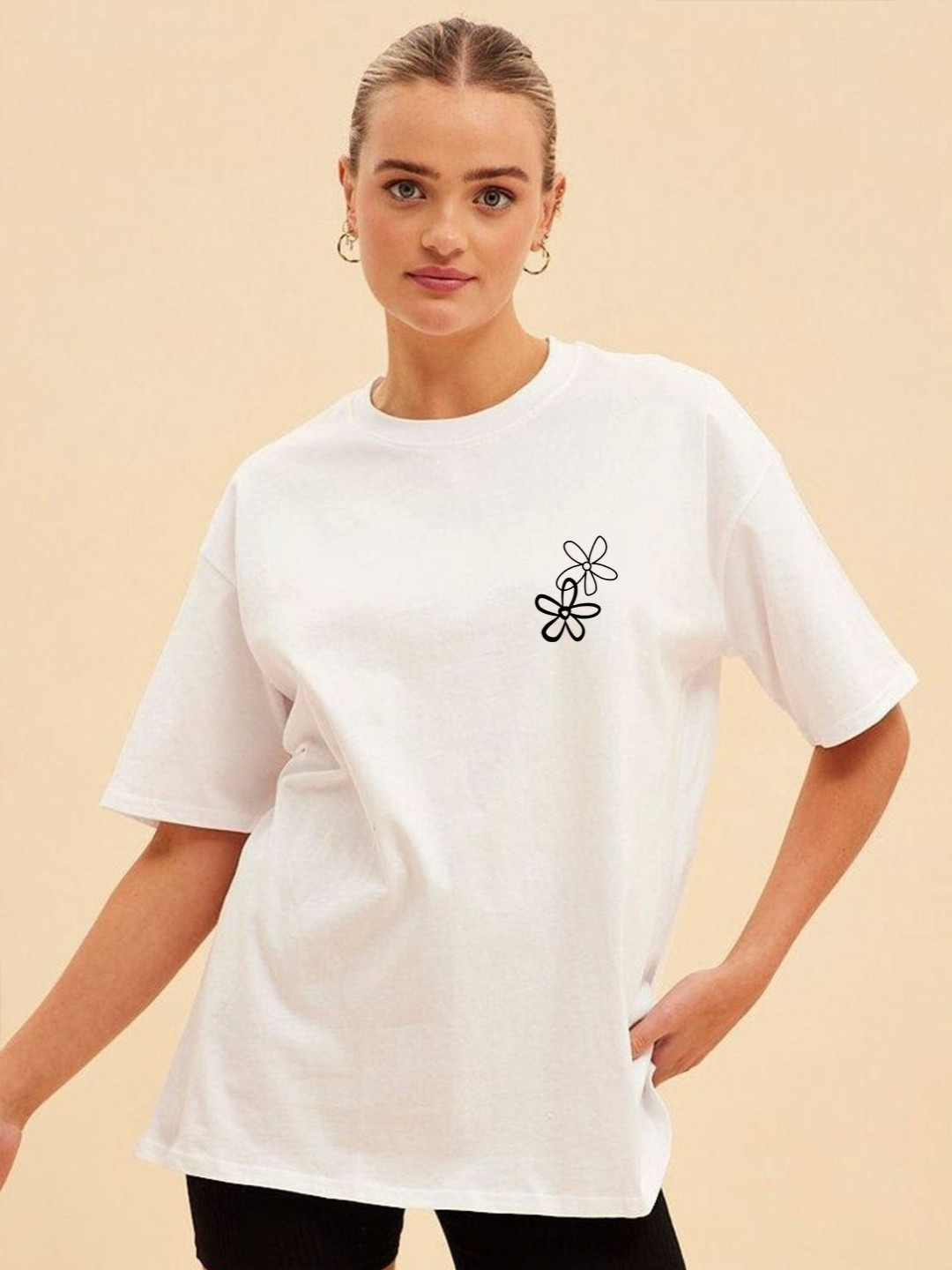 WOBE Graphic Printed Drop Shoulder Sleeves Pure Cotton T-shirt