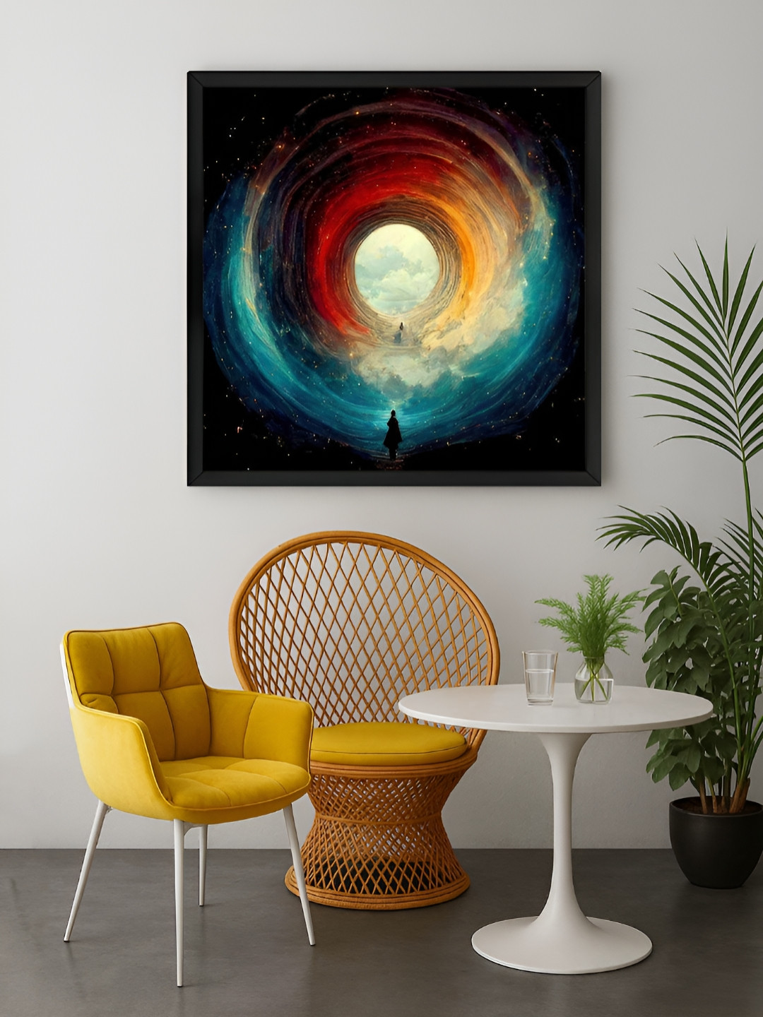999Store Black & Orange Cosmic Tunnel Canvas Wall Art