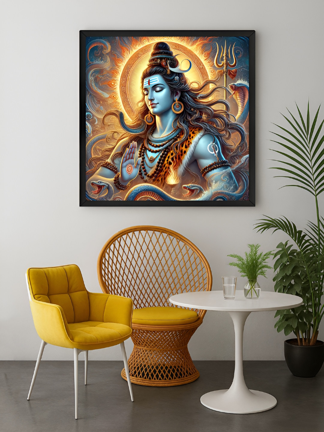 999Store Yellow & Blue Lord Shiva Canvas Wall Art