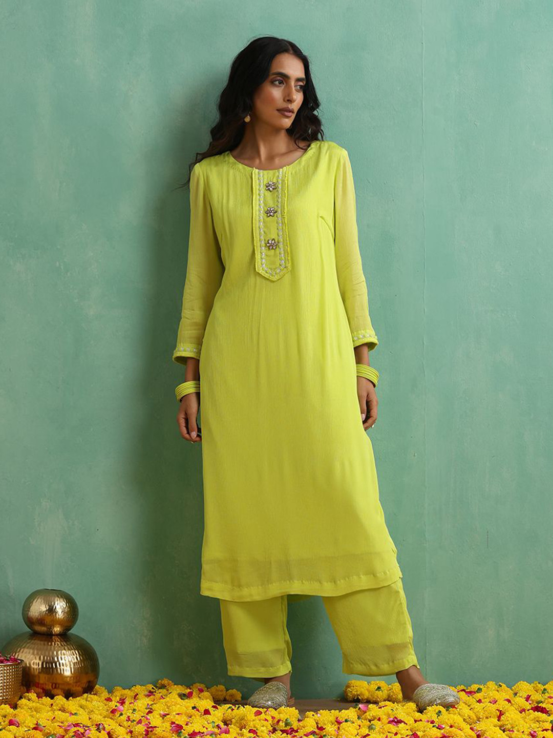 indy Raaga Women Solid Daily Straight Kurta