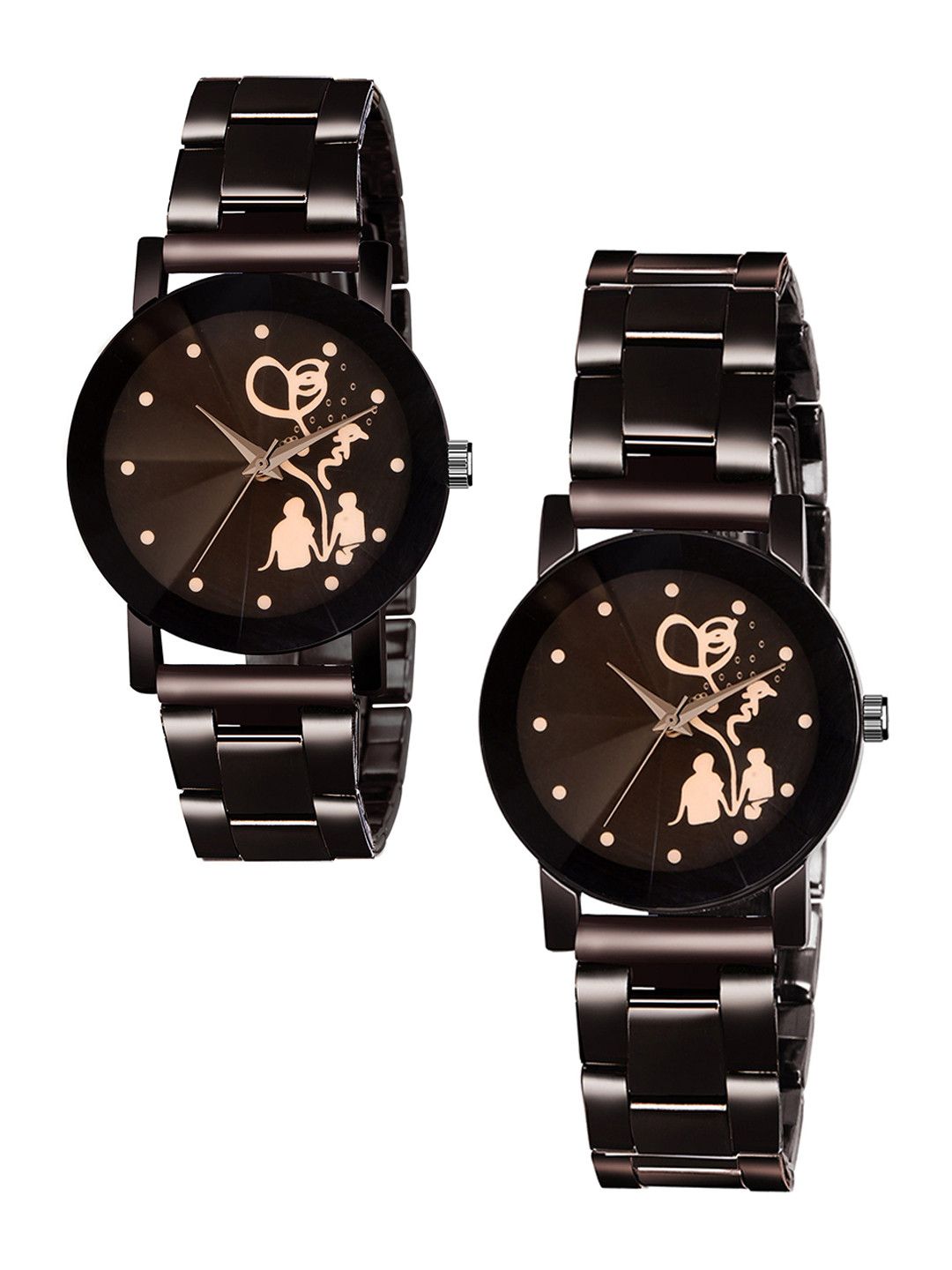 CSAMON Unisex Pack of 2 Printed Dial & Embellished Strap Analogue Watch metal bethu Couple