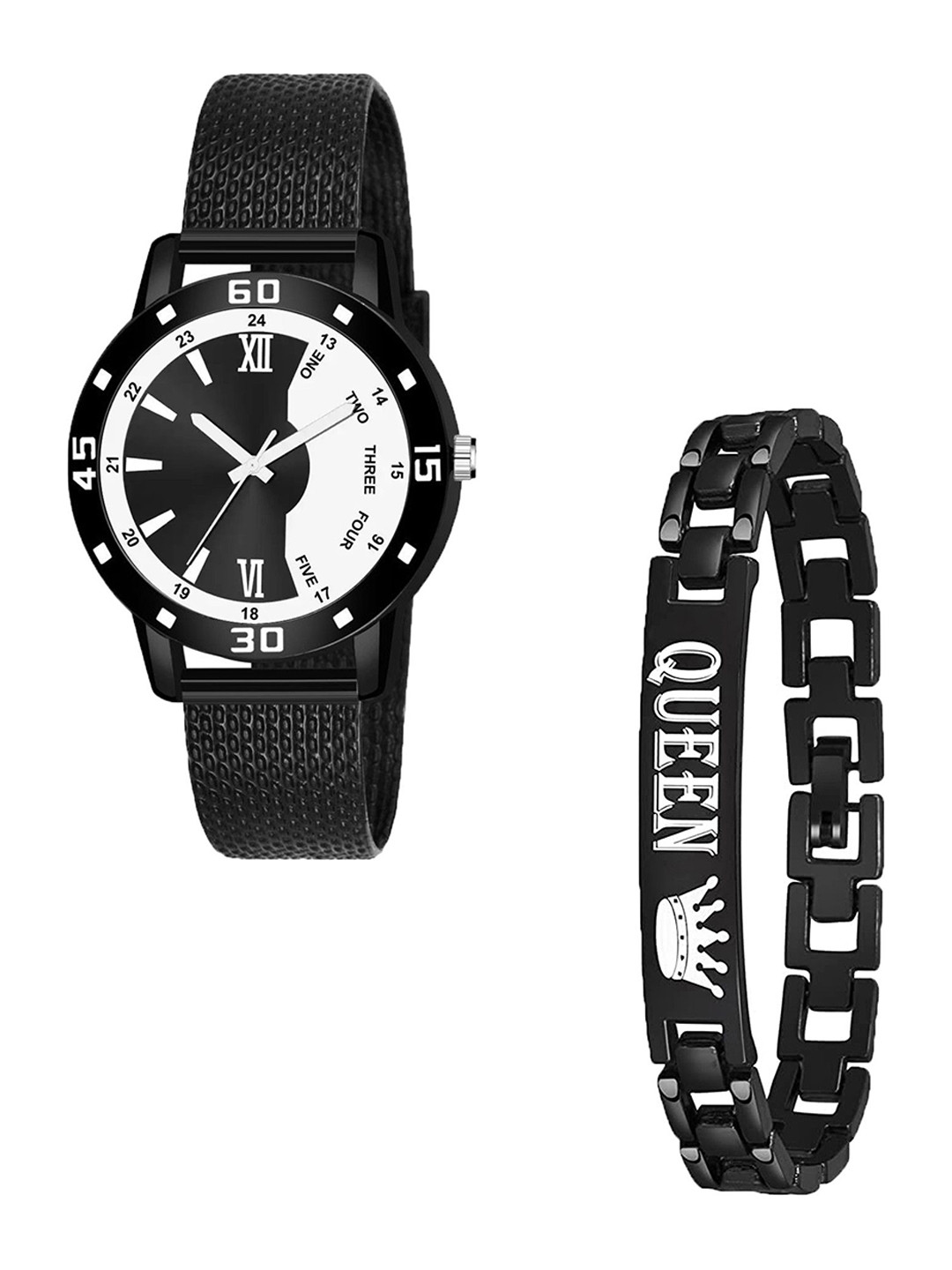 CSAMON Women Round Dial & Textured Straps Analogue Watch C1002 BLK Aeivyo S W Q Breclect