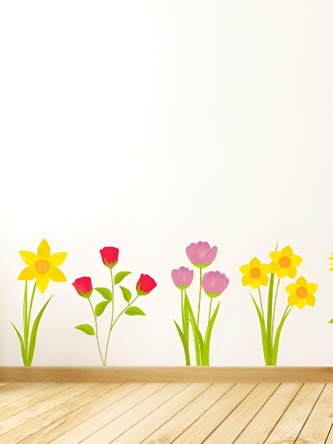 LANSTICK  Green & Yellow Floral Printed Heat Resistance Wall Sticker