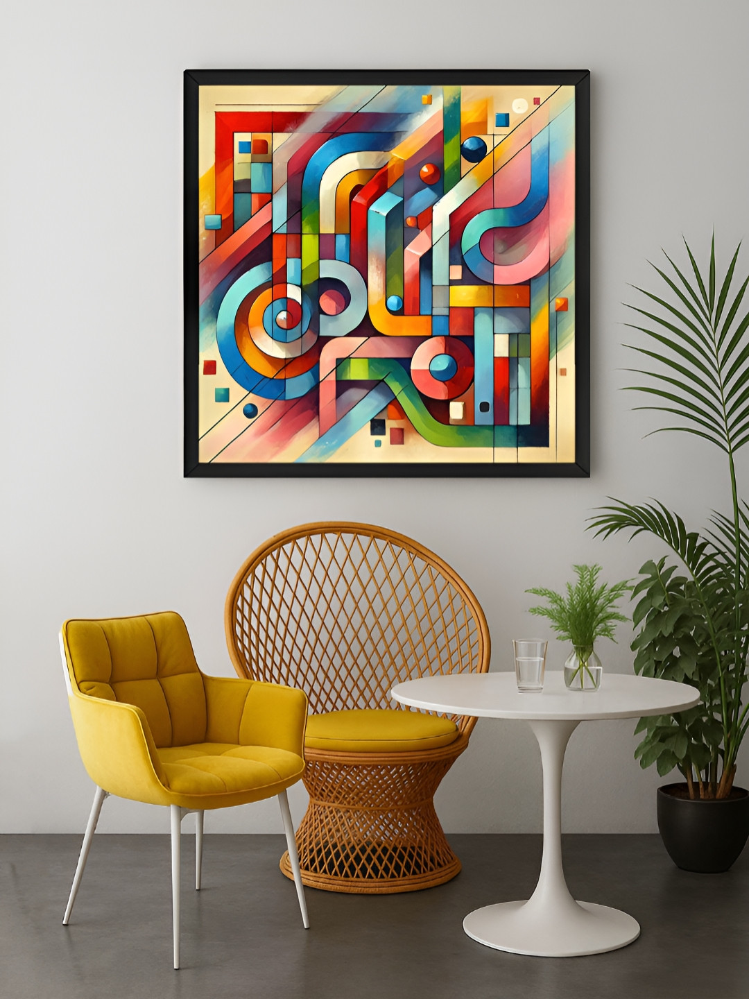 999Store Red & Green Geometric Abstraction Printed Canvas Wall Art