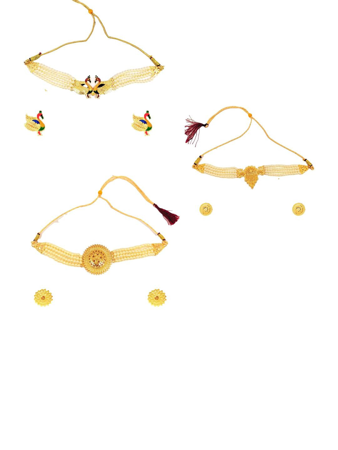 2 SET Pearl choker necklace earrings jewellery set