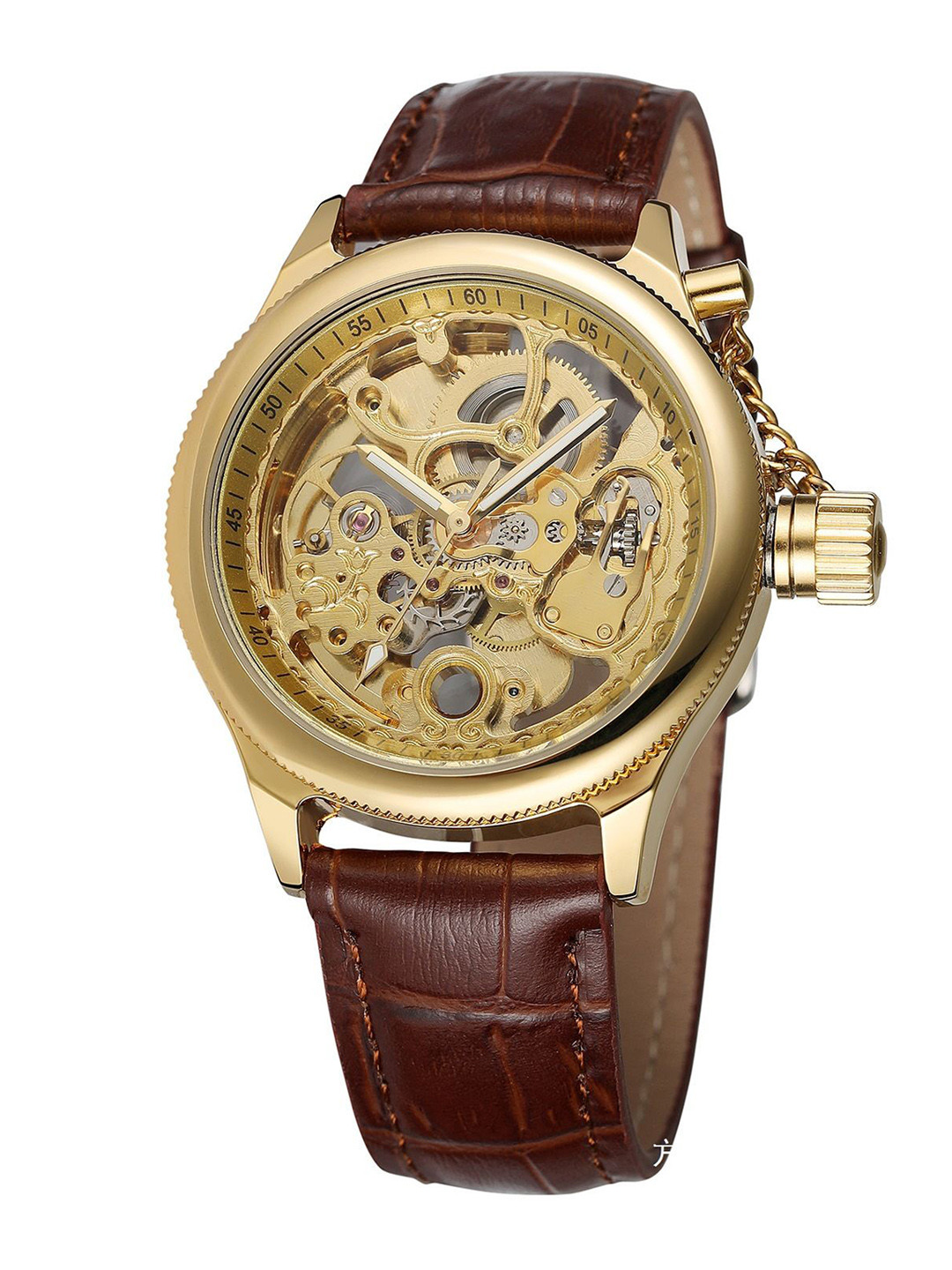 FORSINING Men Automatic Skeleton Watch with Leather Band